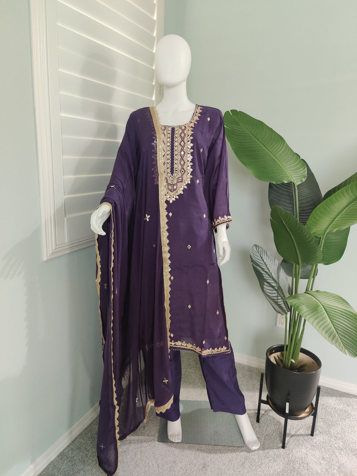 Purple Festive Wear Kurta Set (Plus Size)