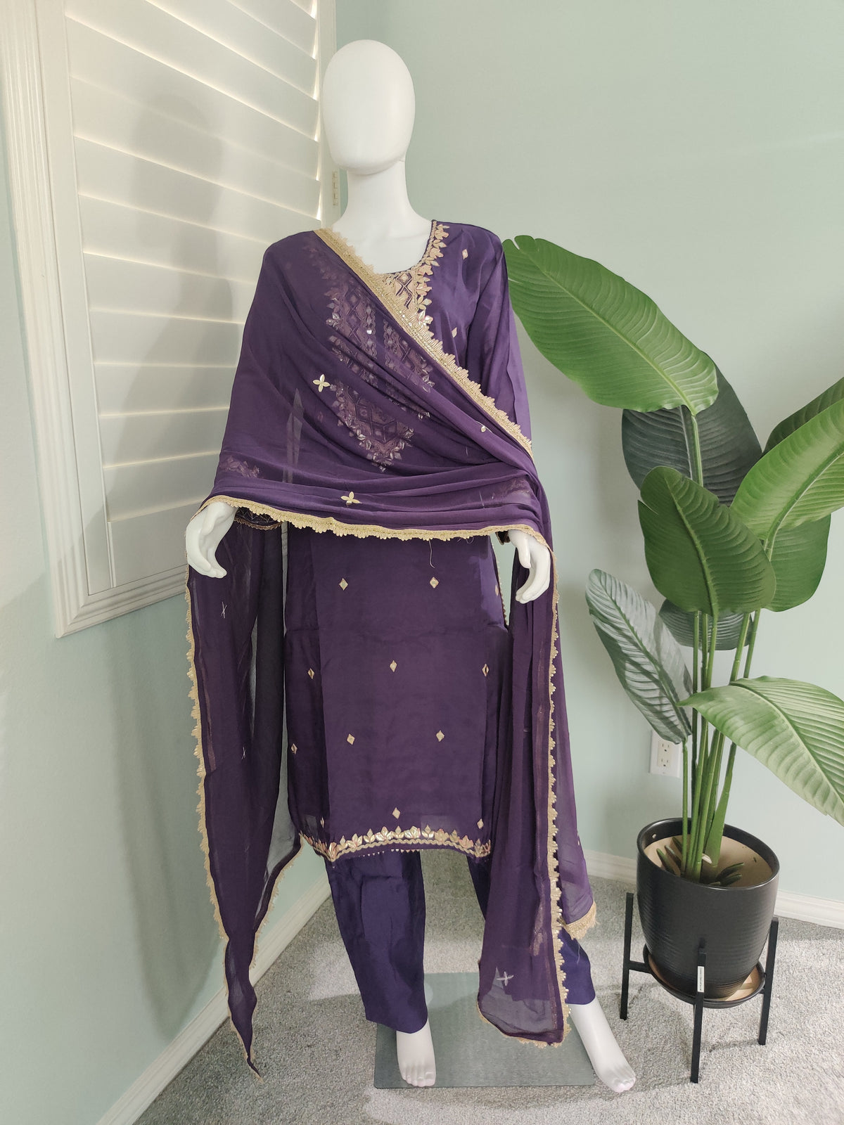 Purple Festive Wear Kurta Set (Plus Size)