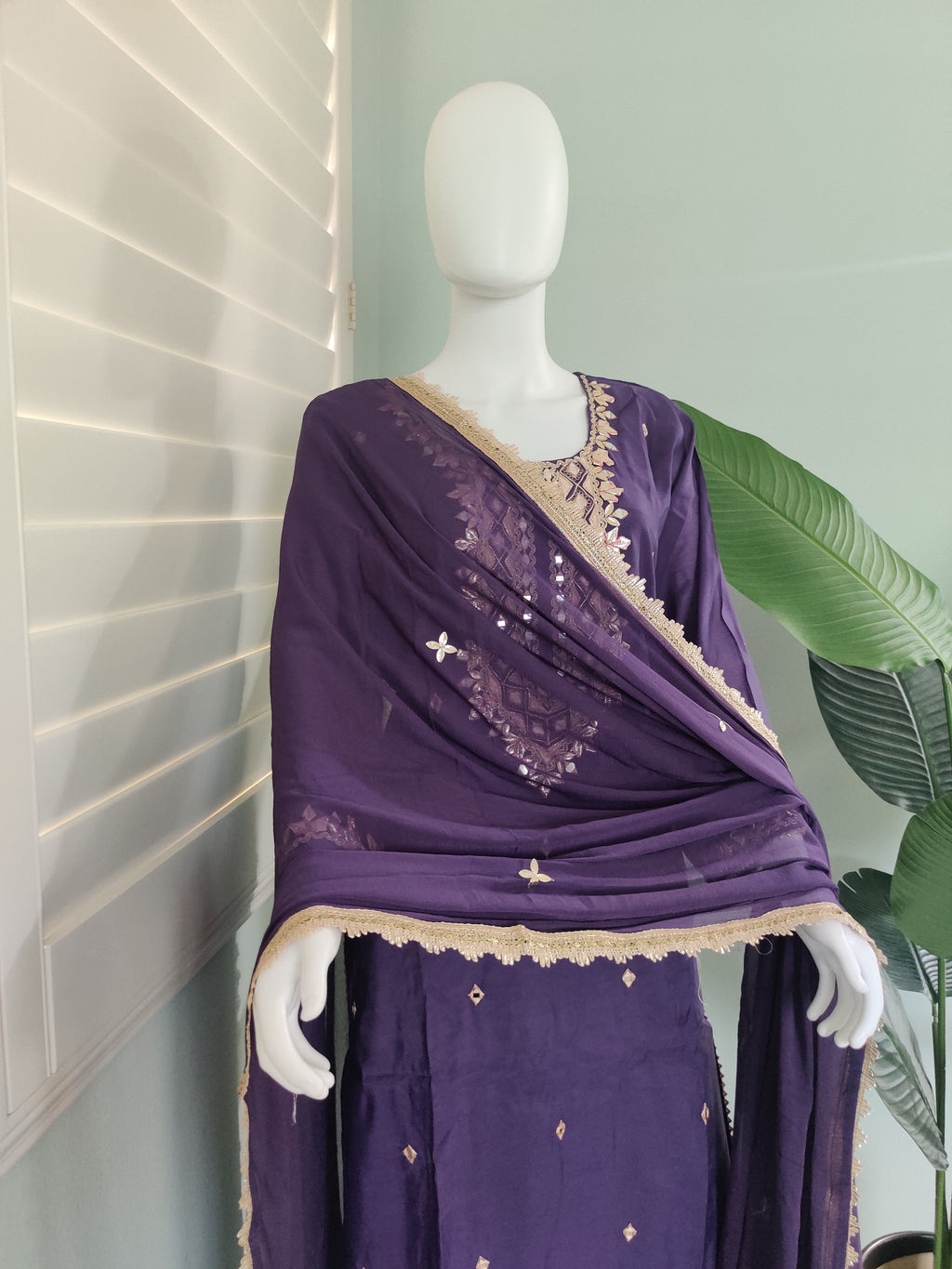 Purple Festive Wear Kurta Set (Plus Size)