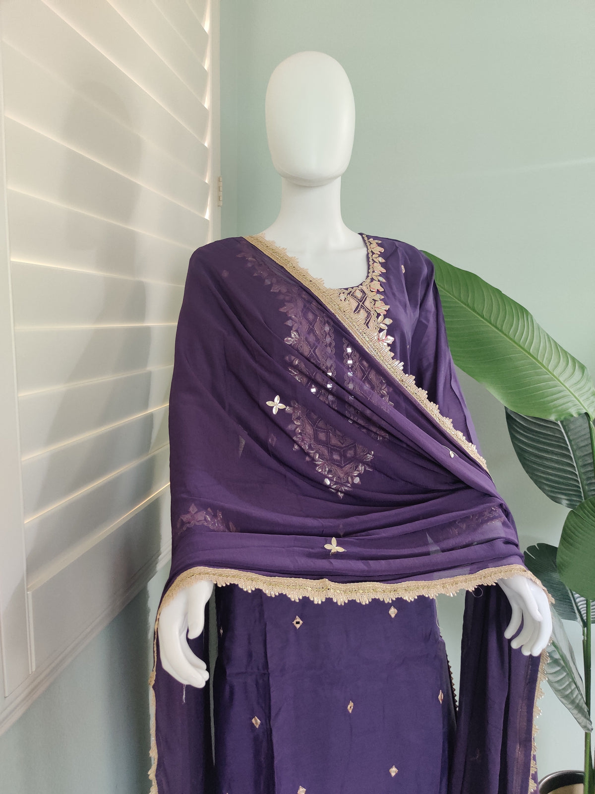 Purple Festive Wear Kurta Set (Plus Size)