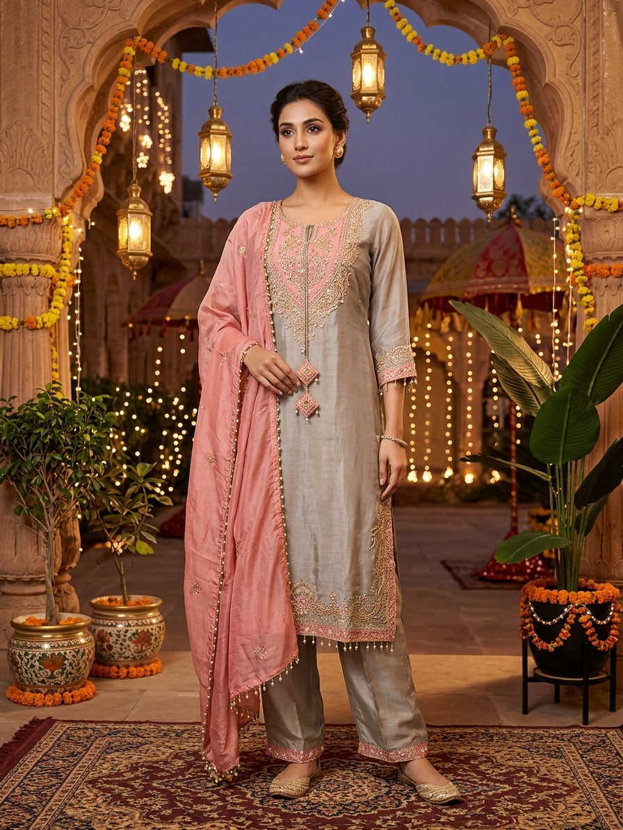 Festive Wear Embroidered Kurta Set