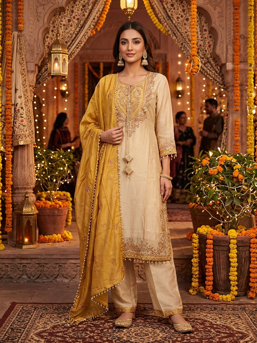 Festive Wear Embroidered Kurta Set