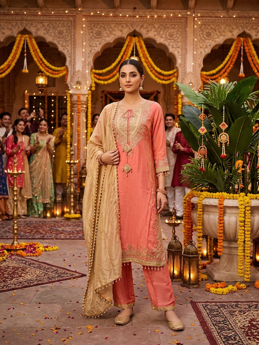 Festive Wear Embroidered Kurta Set