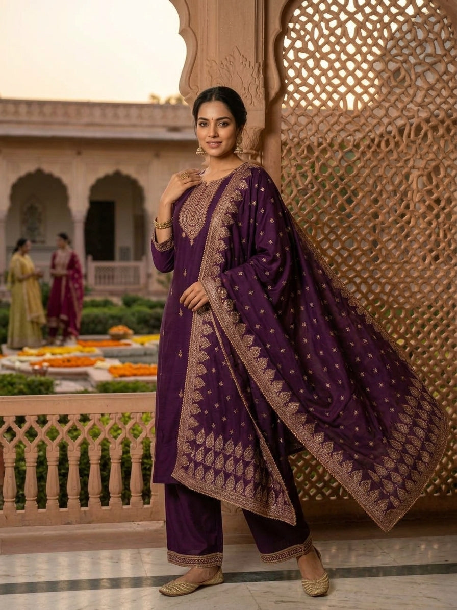 Dola Silk Festive Wear Embroidered Kurta Set