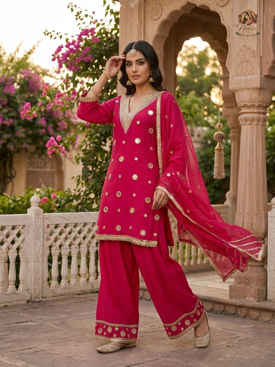 Farshi Salwar Suit -Rani Pink