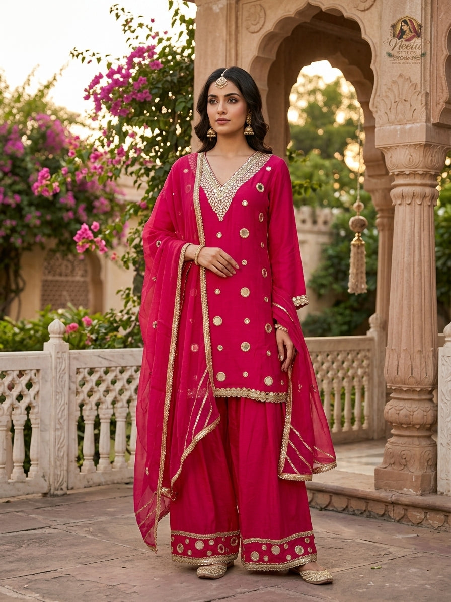Farshi Salwar Suit -Rani Pink