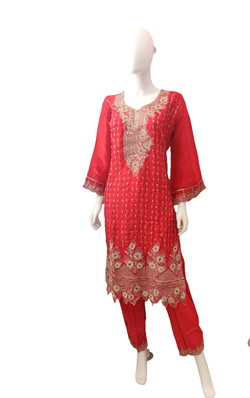 Peacock Radiance Embroidered Suit