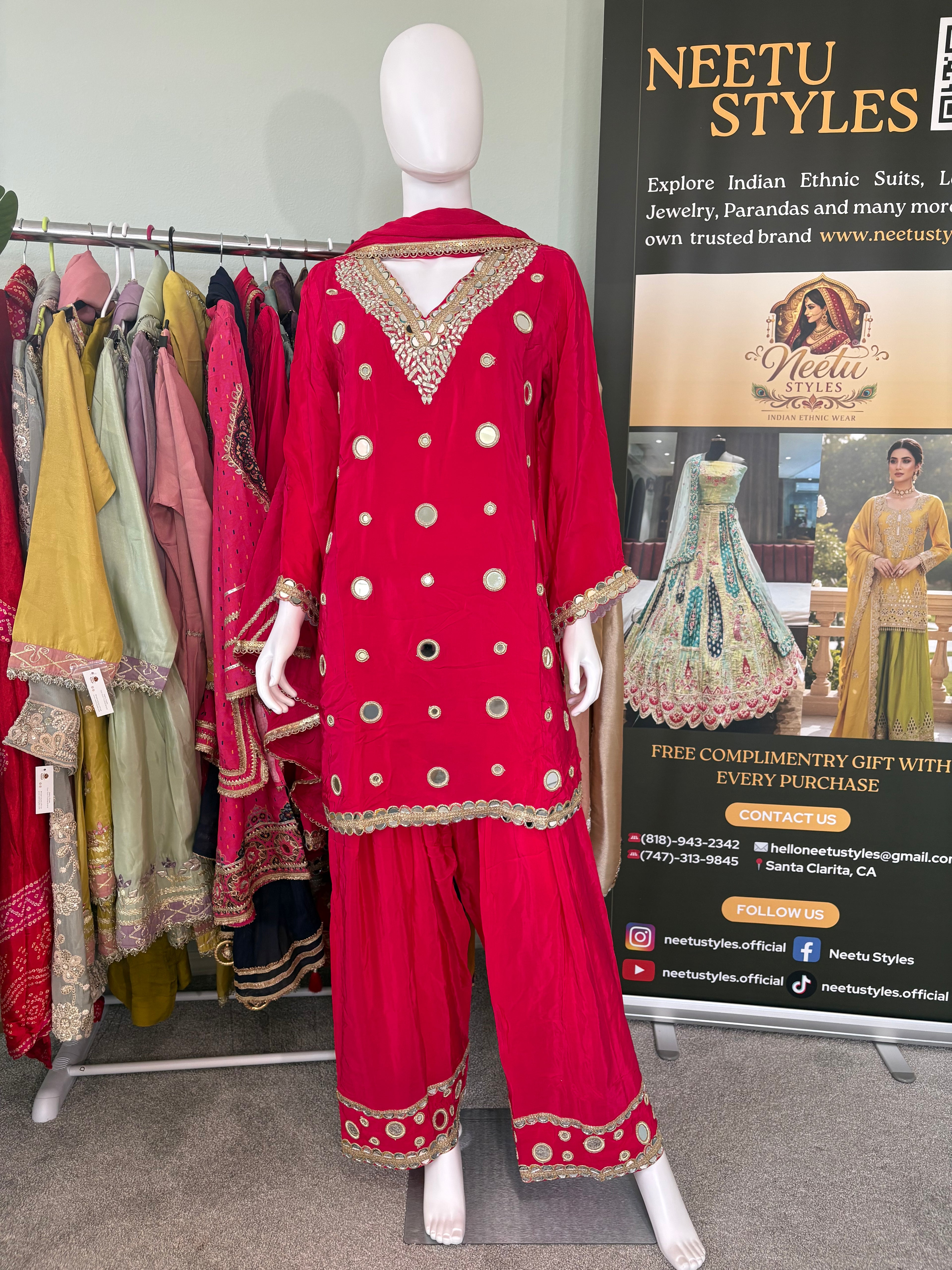 Farshi Salwar Suit -Rani Pink