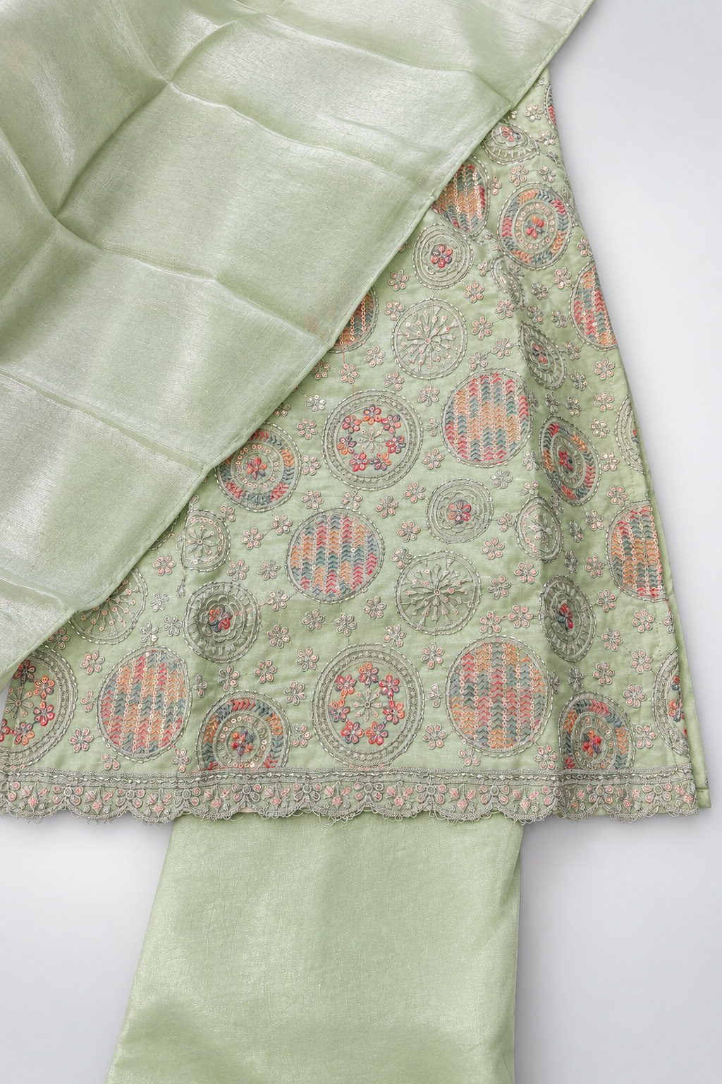 Green Festive Wear Plazzo Kurta set for girls