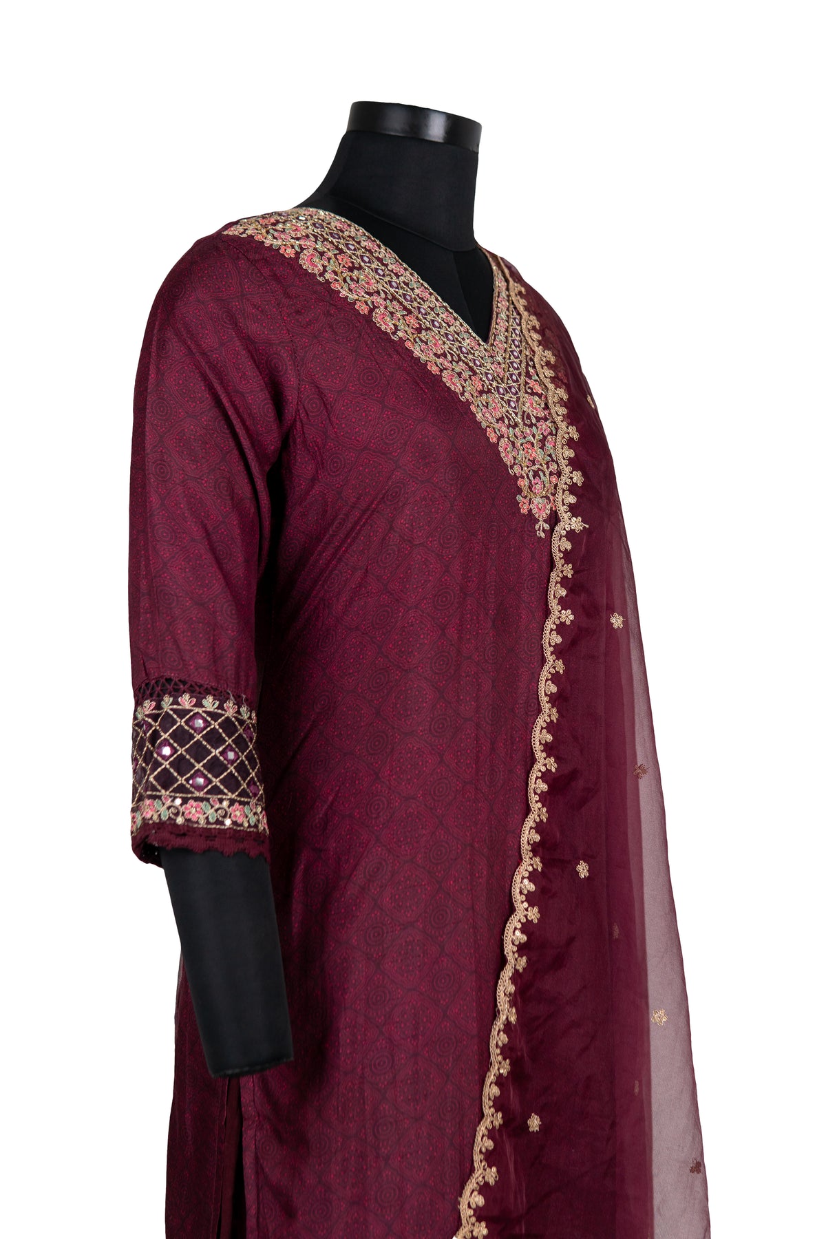 Wine Festive Wear Palazzo Kurta Set