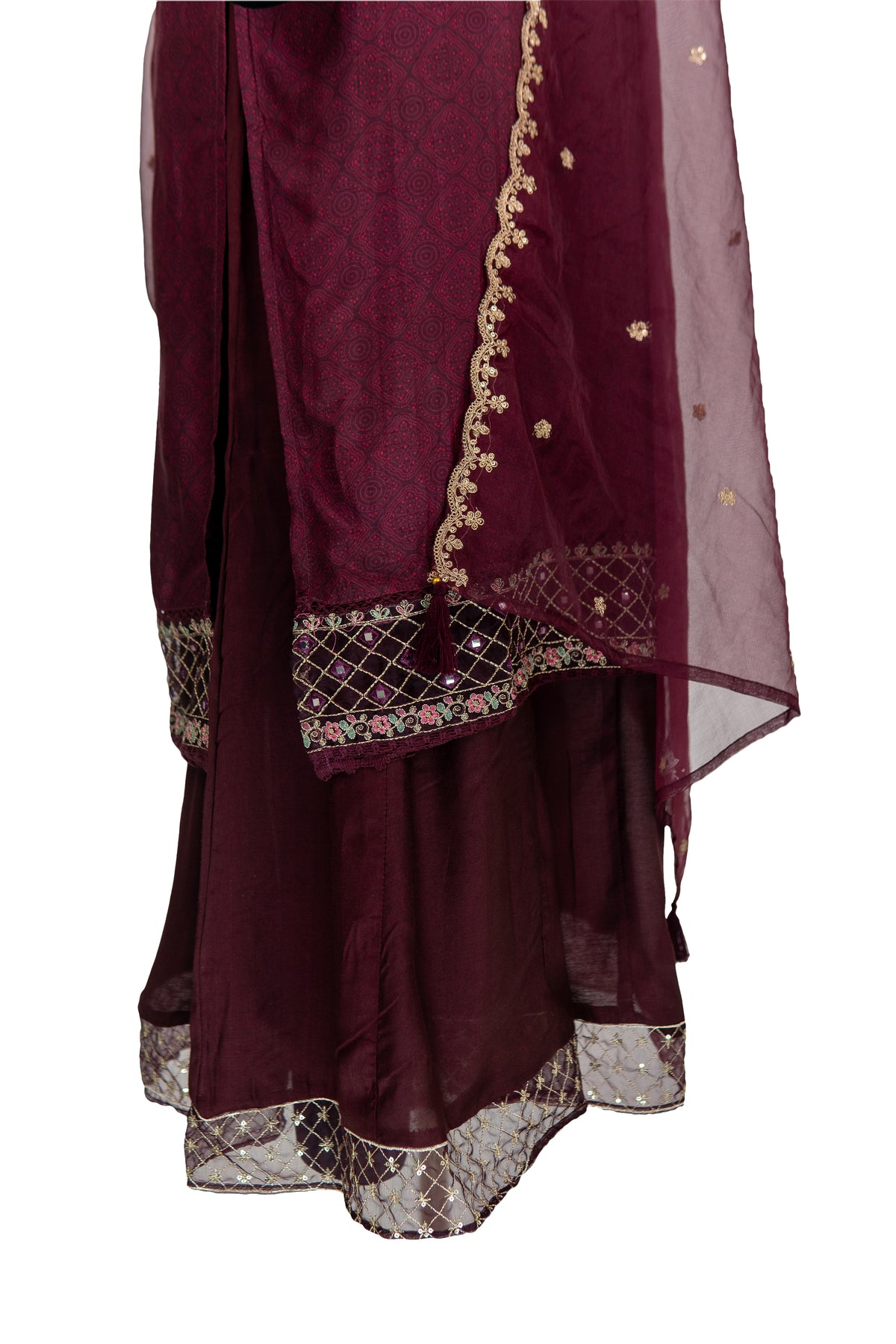 Wine Festive Wear Palazzo Kurta Set