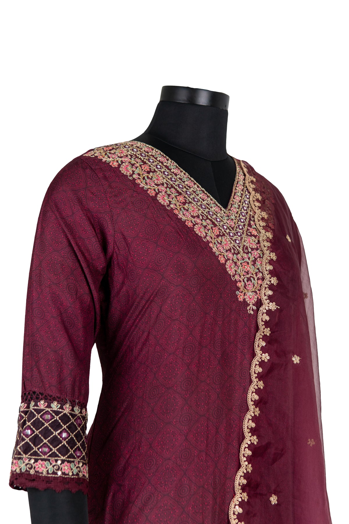 Wine Festive Wear Palazzo Kurta Set