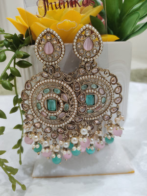 Elegant Kundan & Pearl Jhumkas