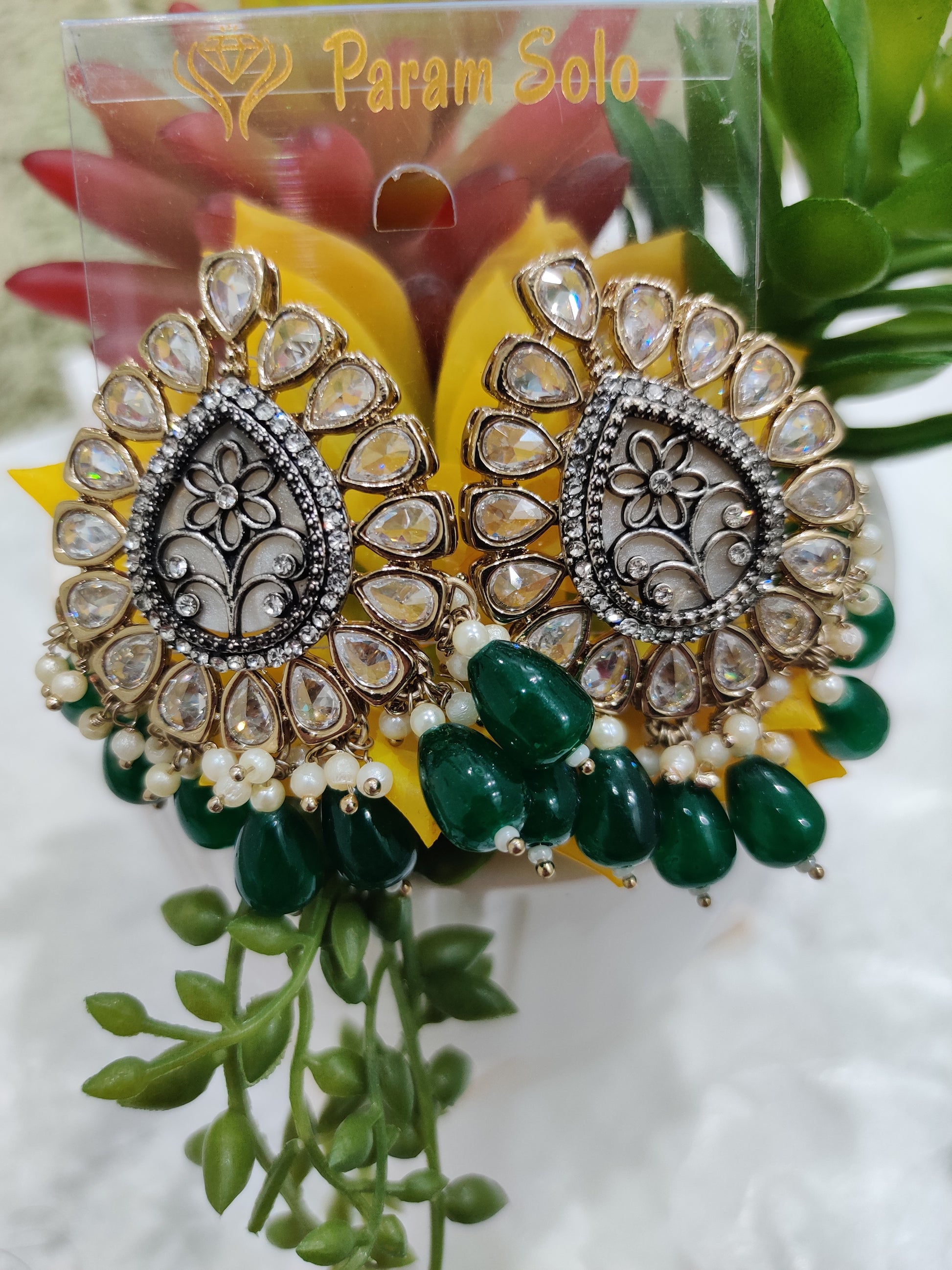 Regal Kundan Drop Chandbali Earrings