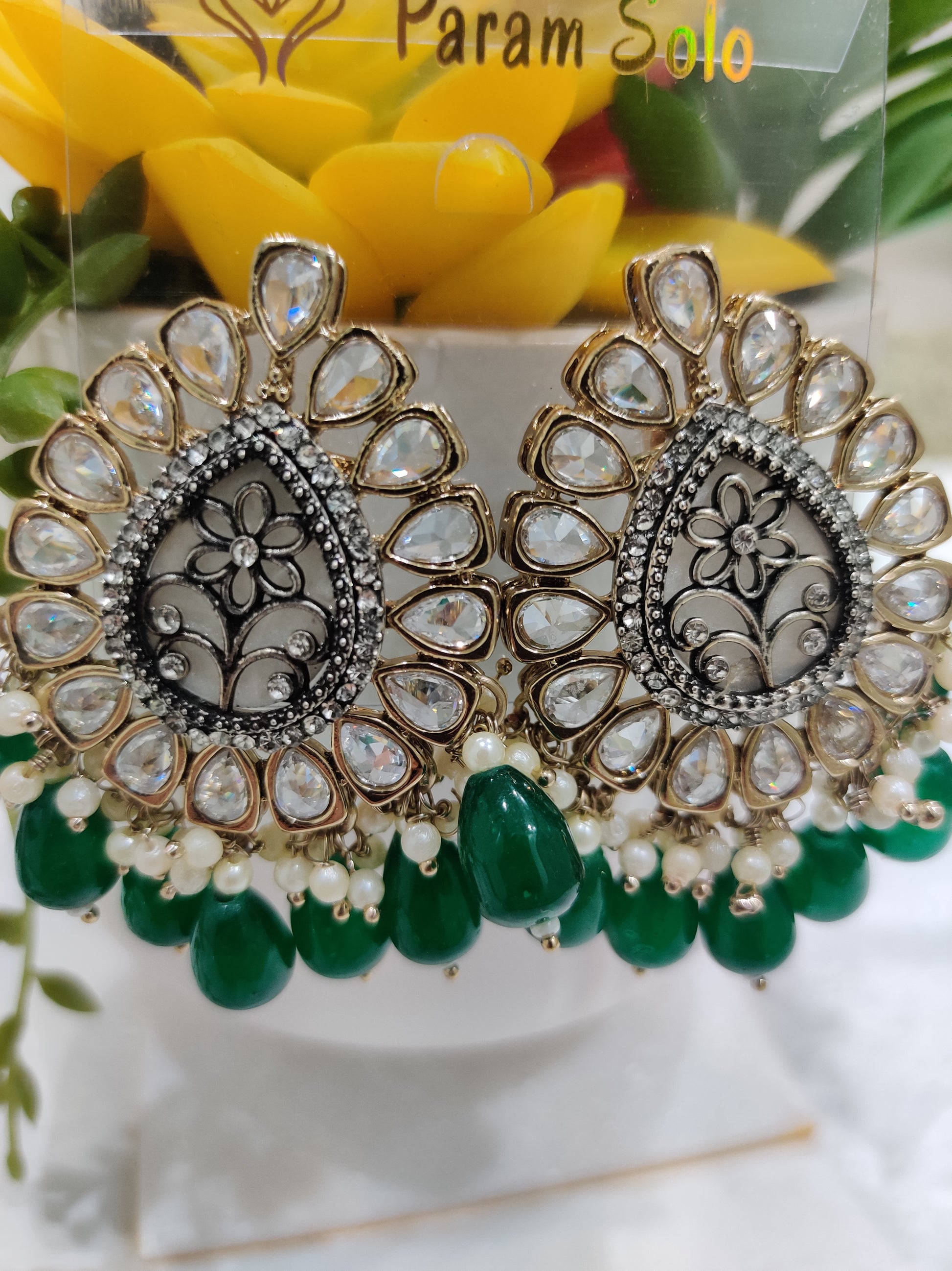 Regal Kundan Drop Chandbali Earrings