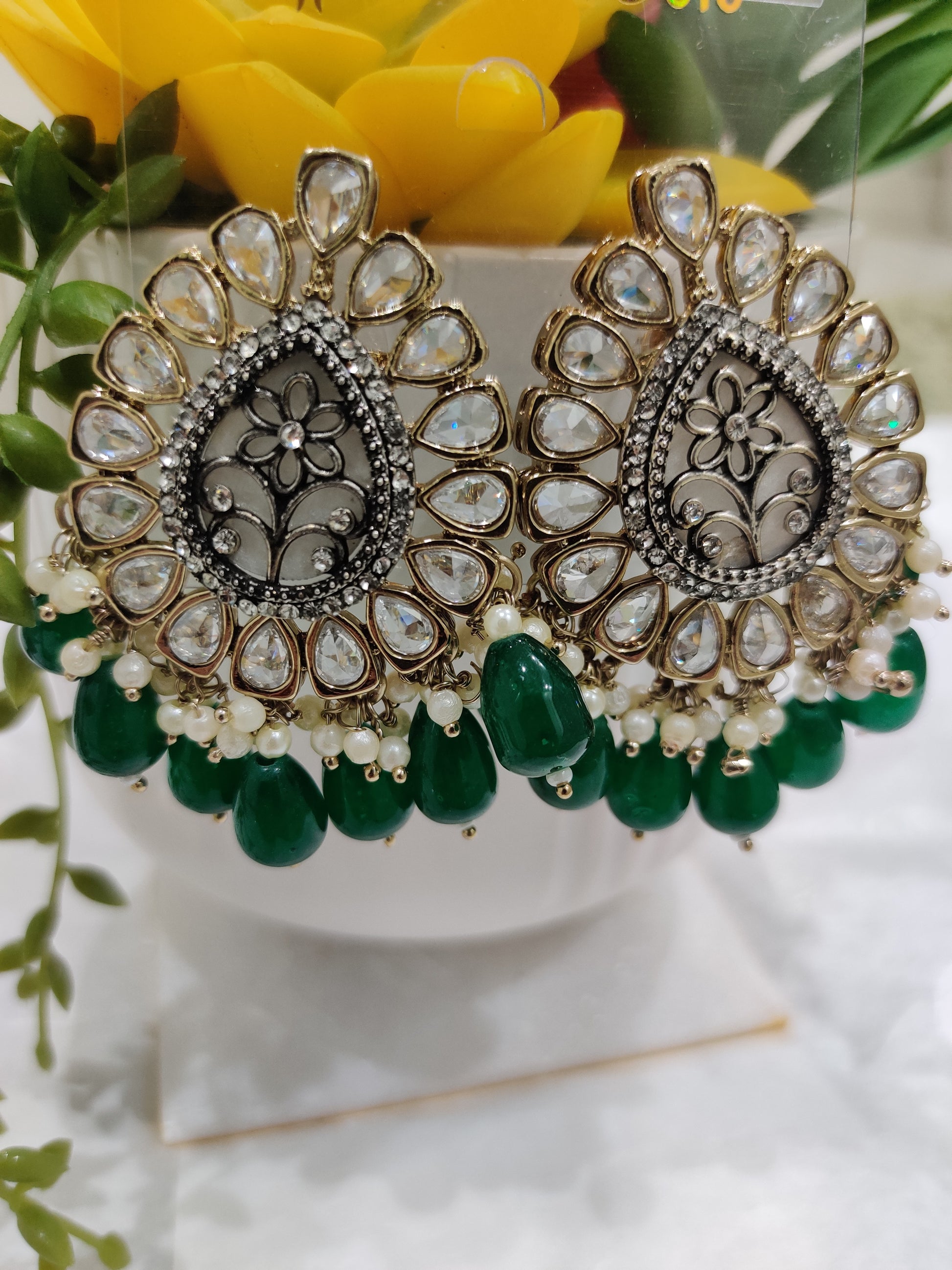 Regal Kundan Drop Chandbali Earrings
