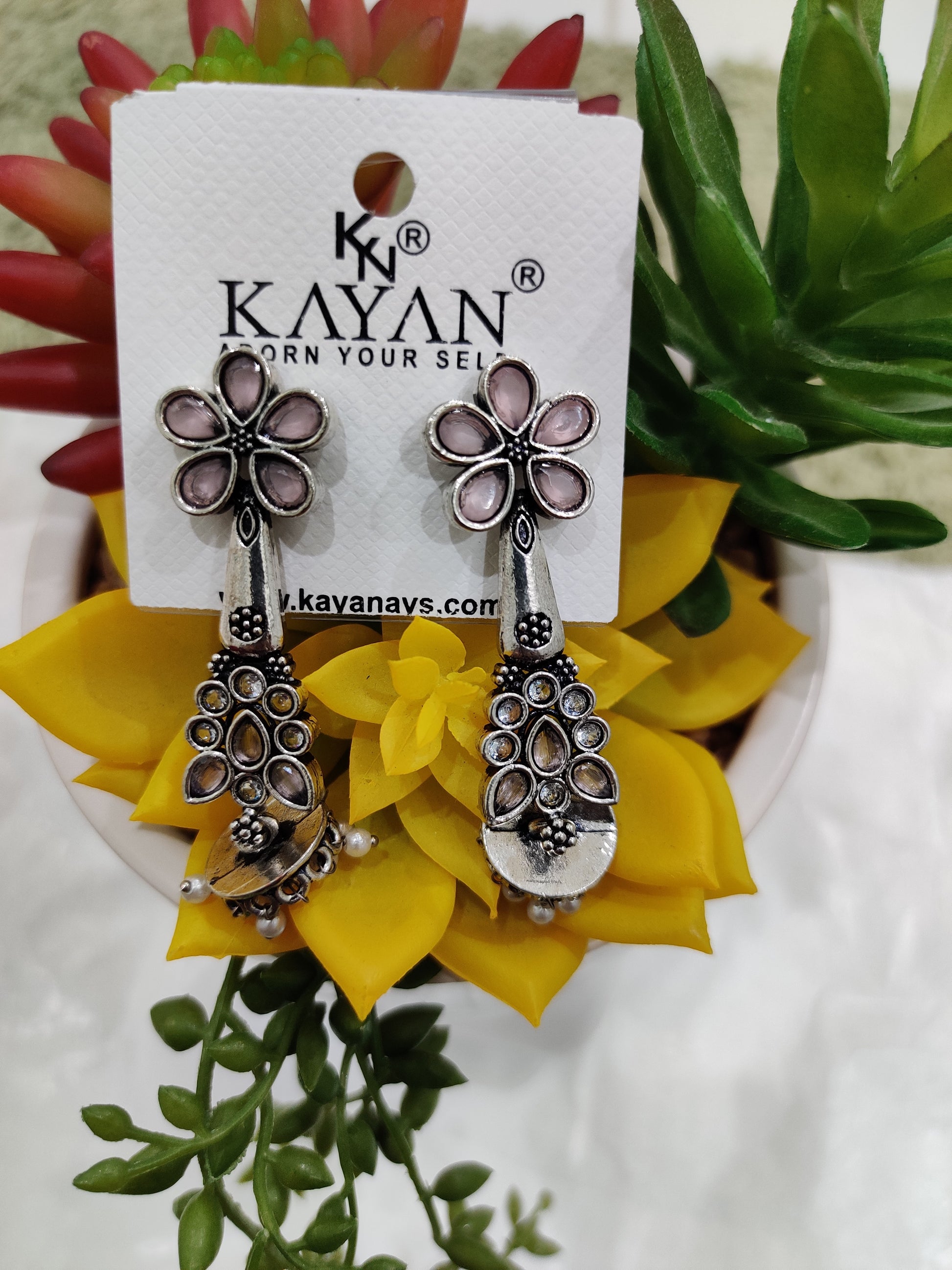 Elegant Floral Oxidized Earrings