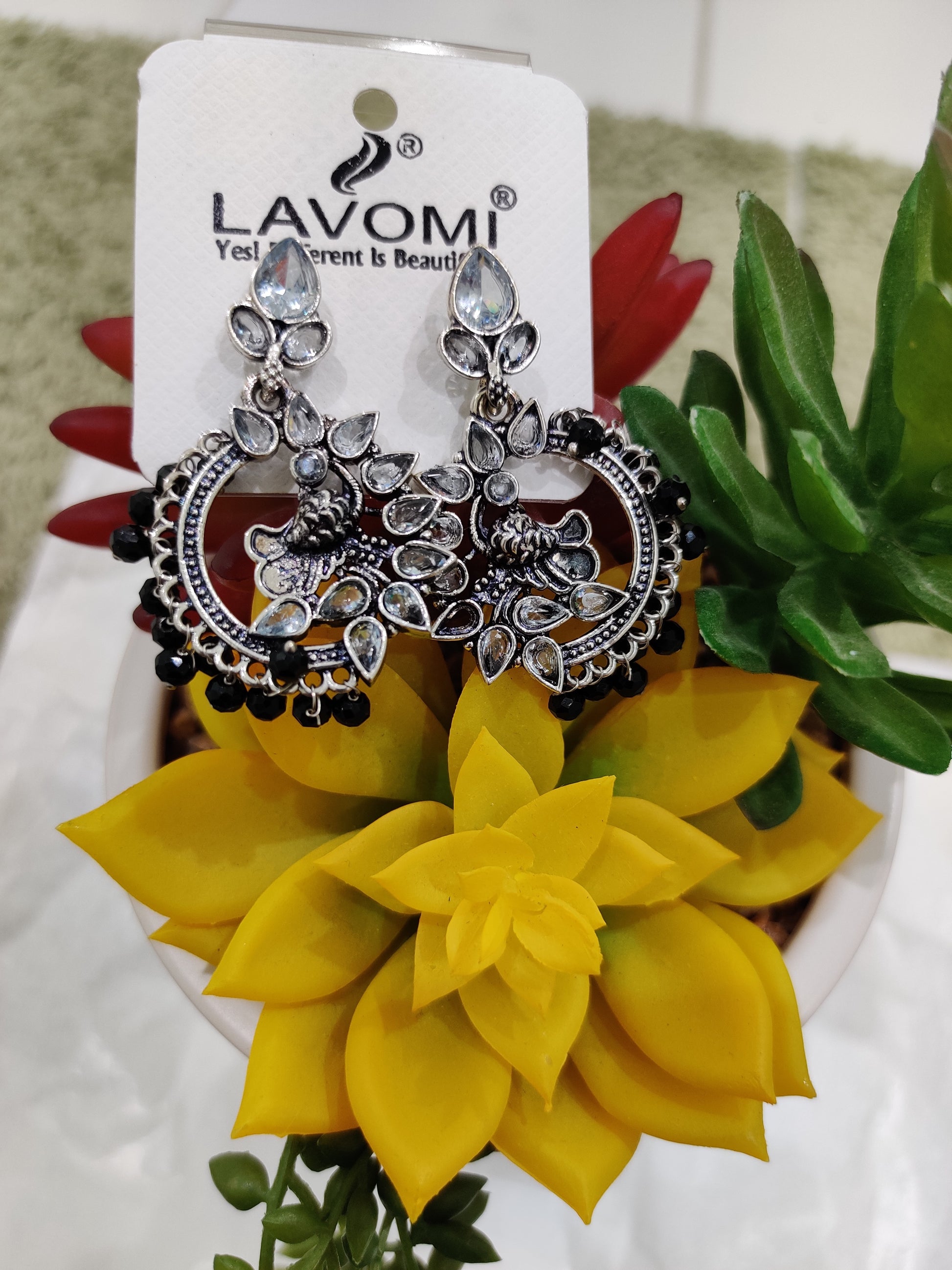 Elegant Peacock-Inspired Chandbali Earrings