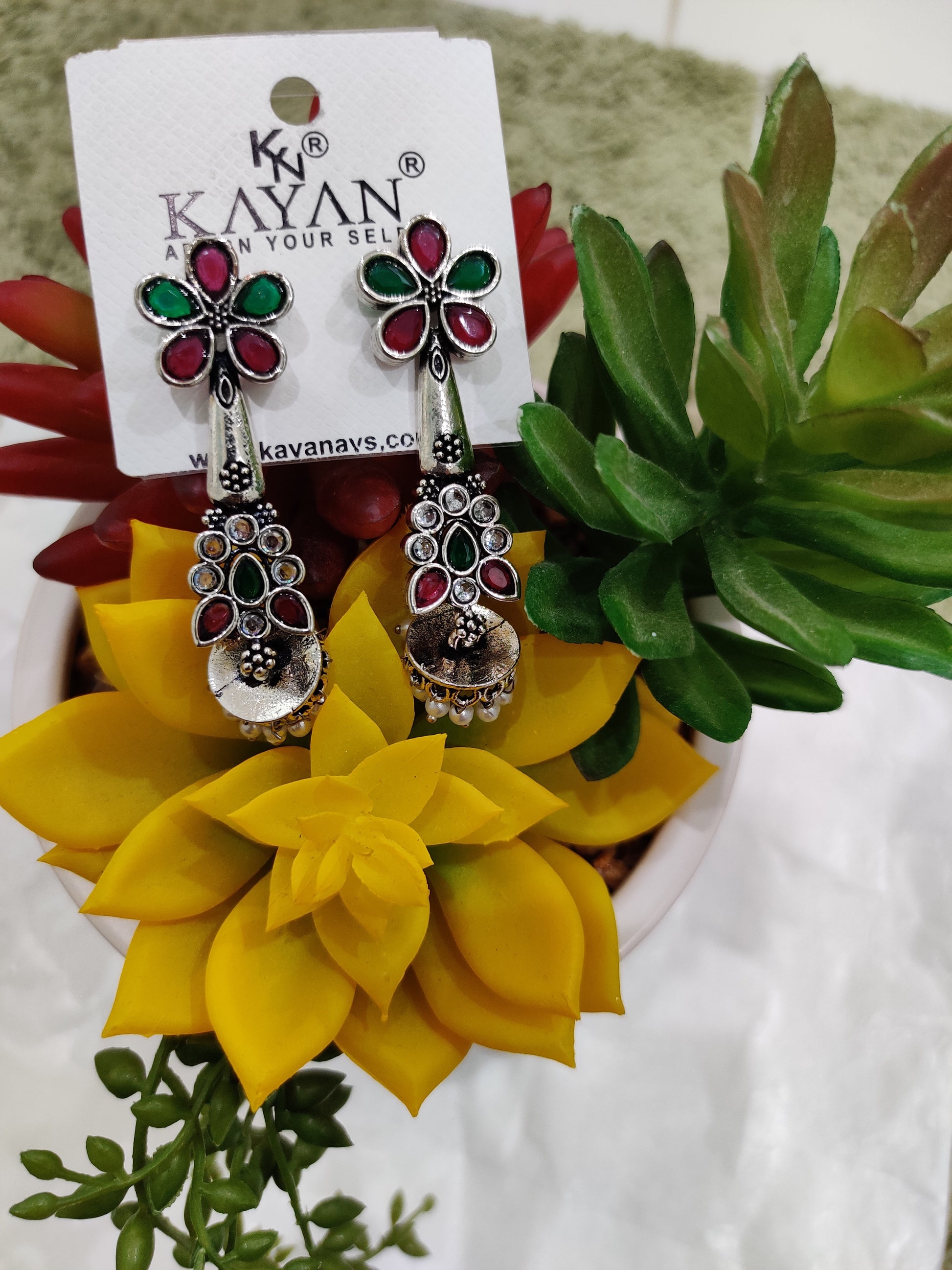 Elegant Floral Oxidized Earrings