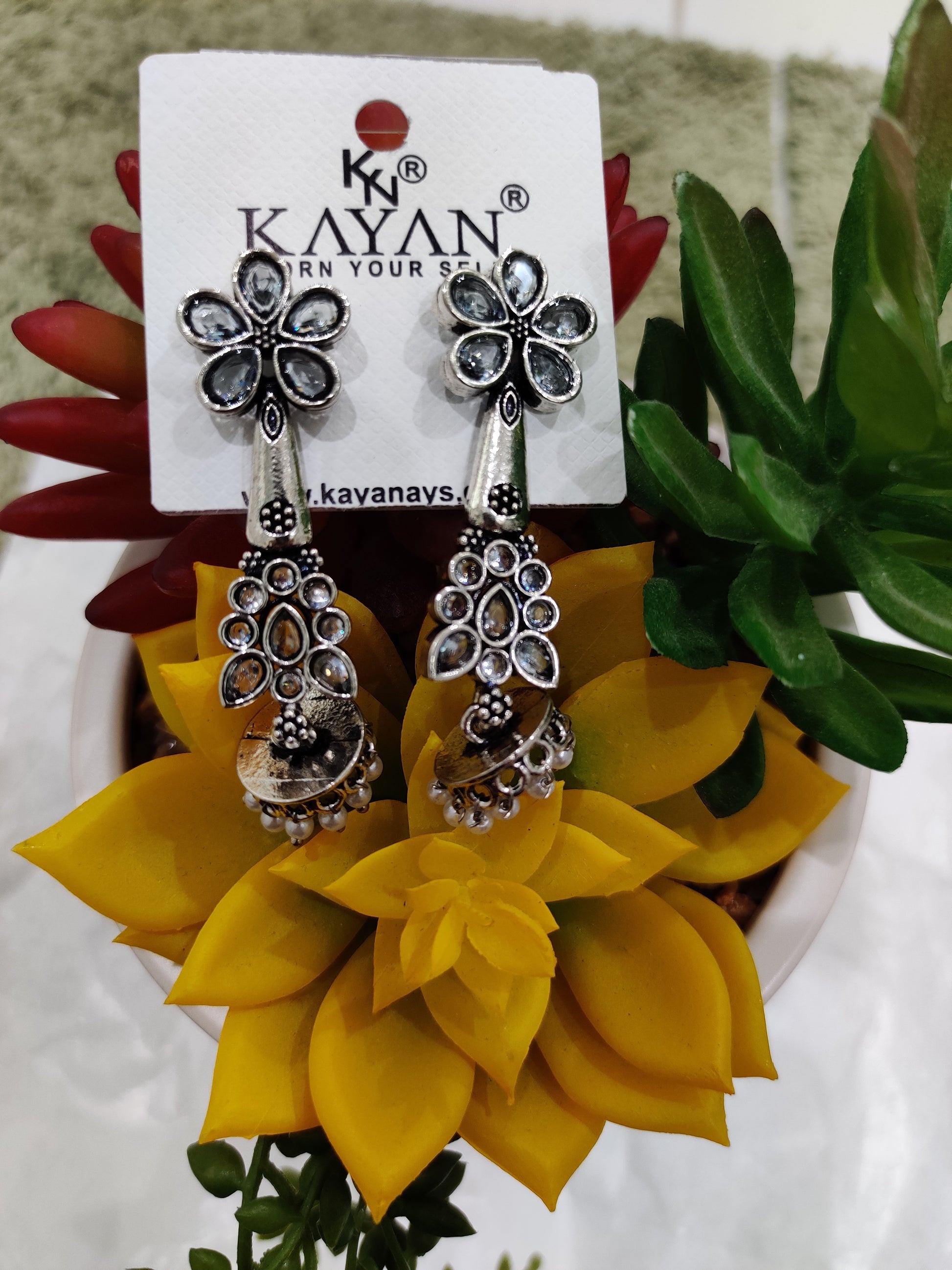 Elegant Floral Oxidized Earrings