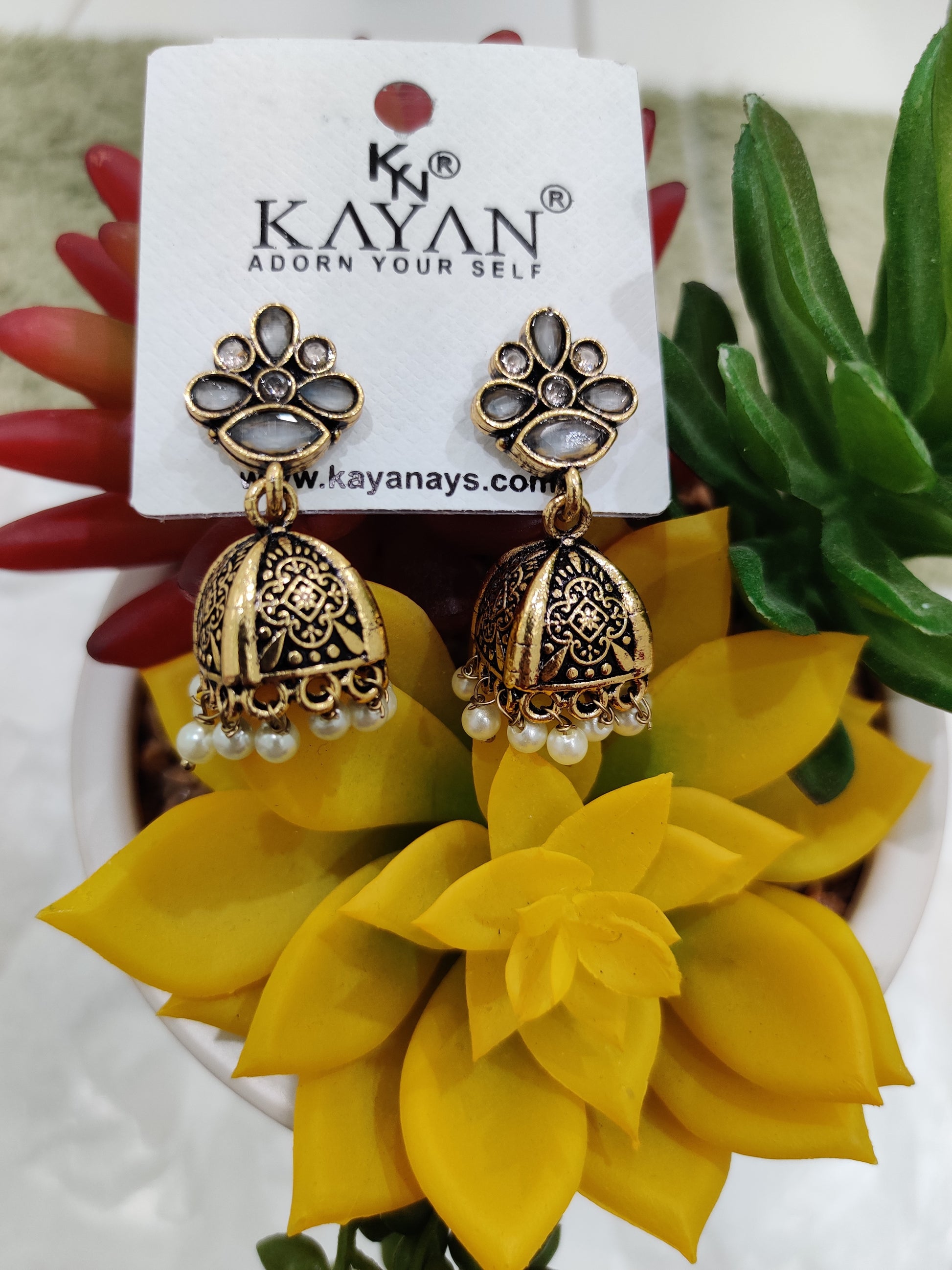 Antique Gold-Plated Jhumka Earrings
