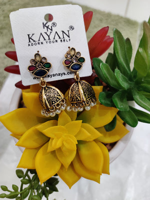 Antique Gold-Plated Jhumka Earrings