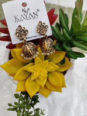 Antique Gold-Plated Jhumka Earrings