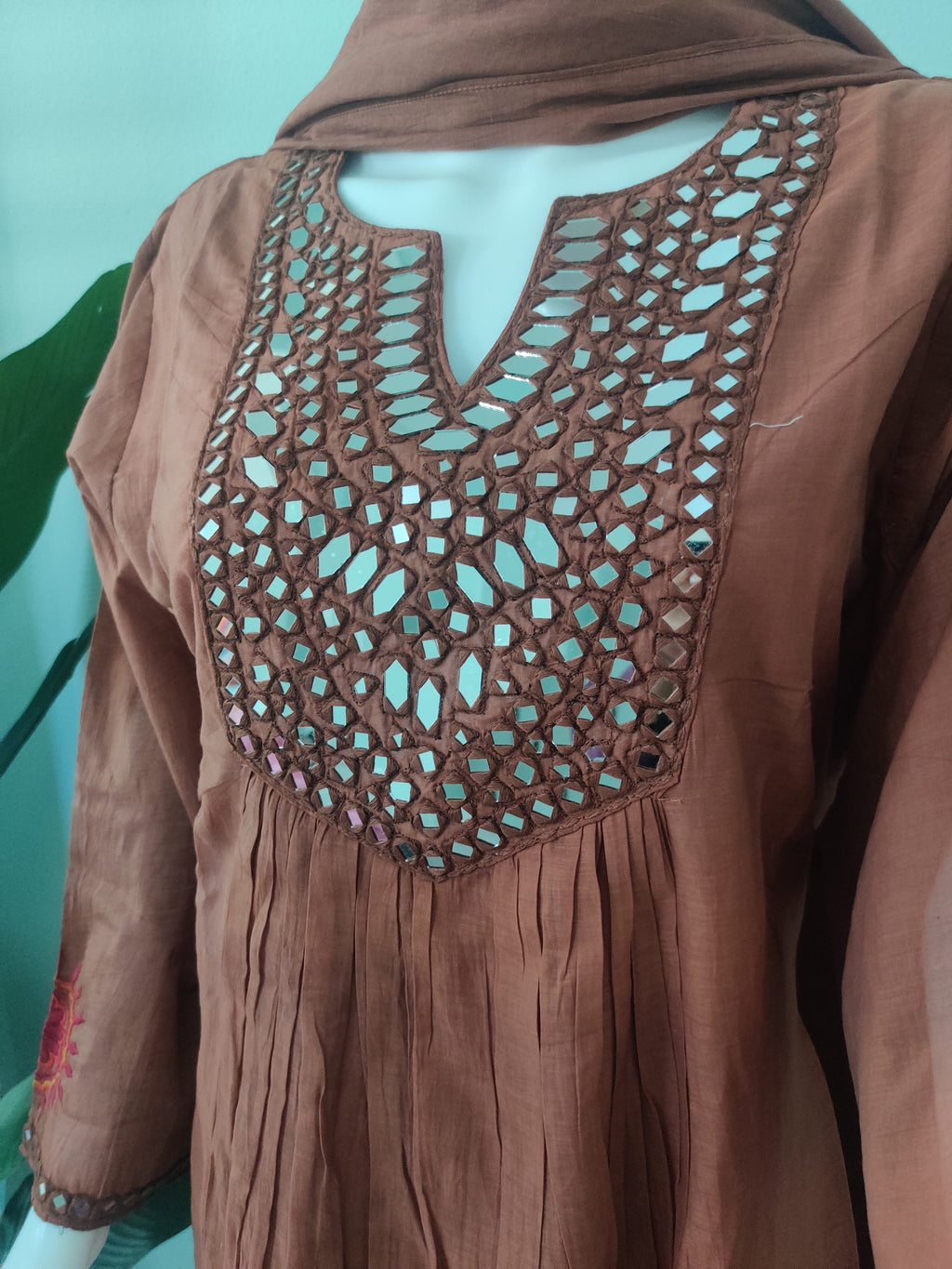 Elegant three piece Chocolate color A line Suit