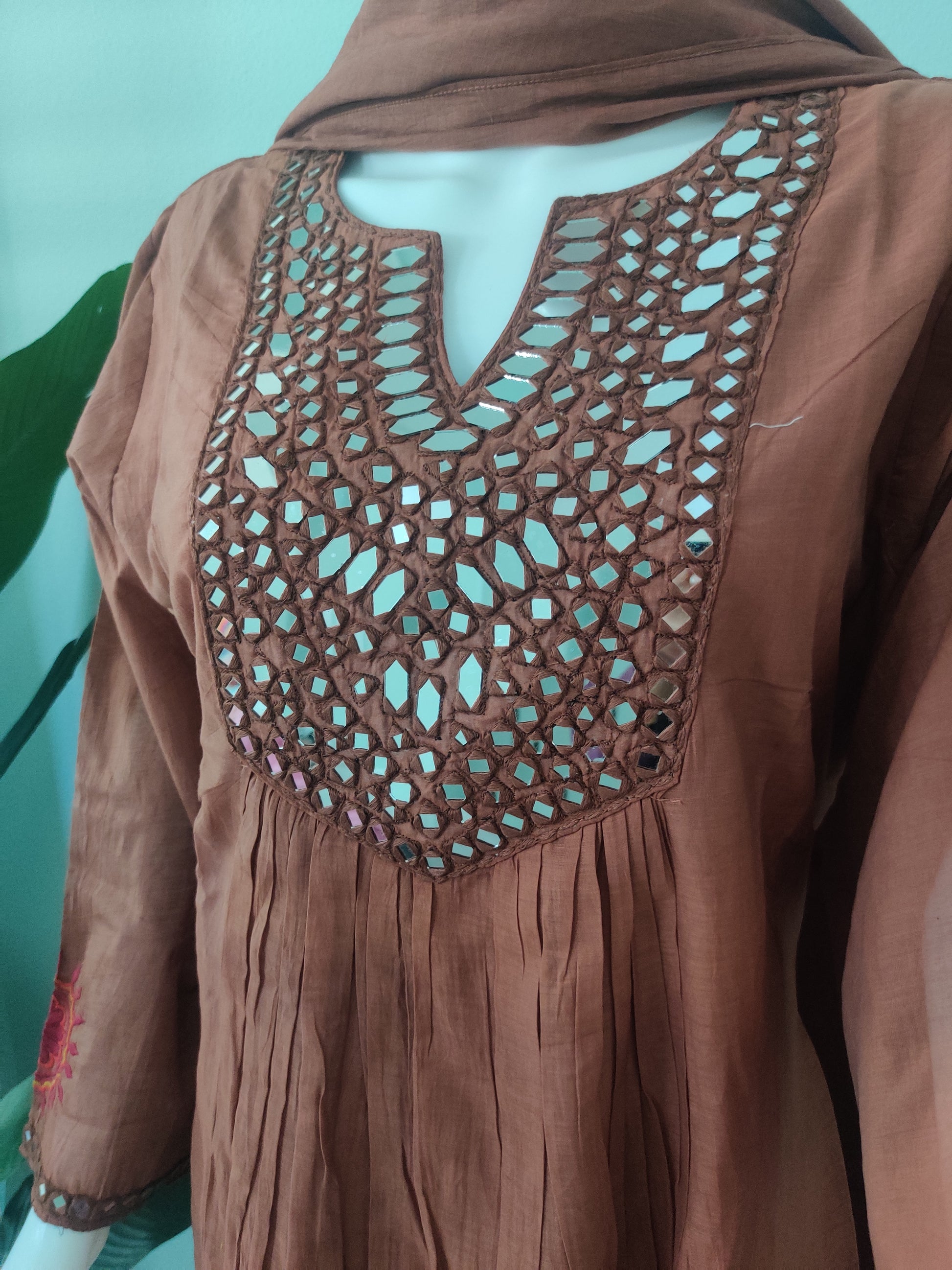 Elegant three piece Chocolate color A line Suit