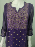 Regal Purple Georgette Ensemble with Antique Gold Embroidery