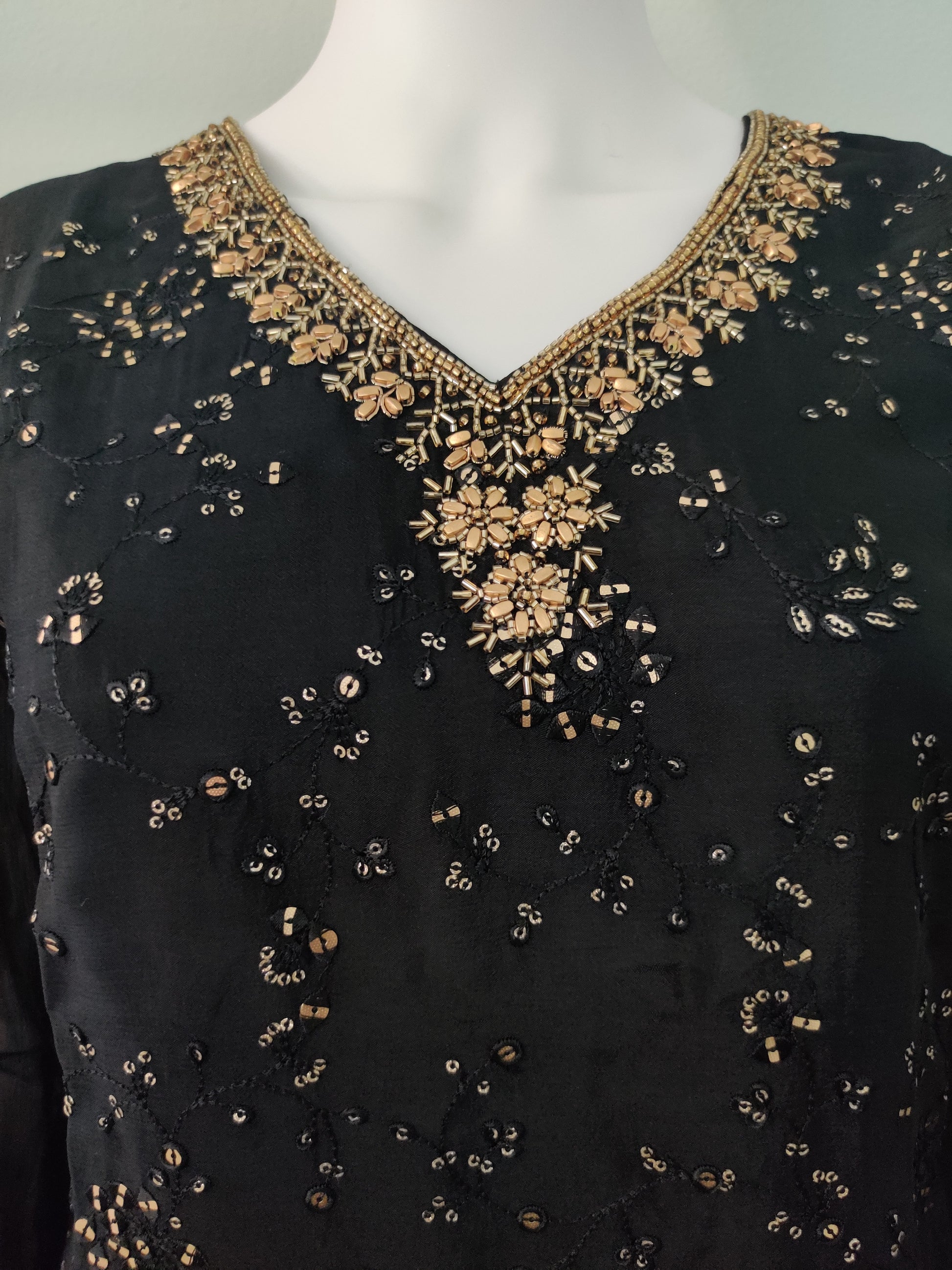 Midnight Grace Chikankari Palazzo Suit