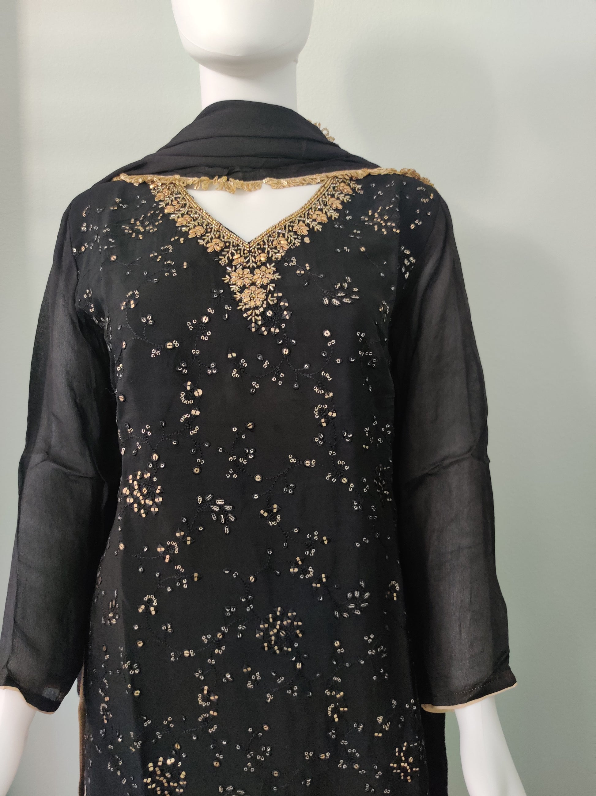 Midnight Grace Chikankari Palazzo Suit