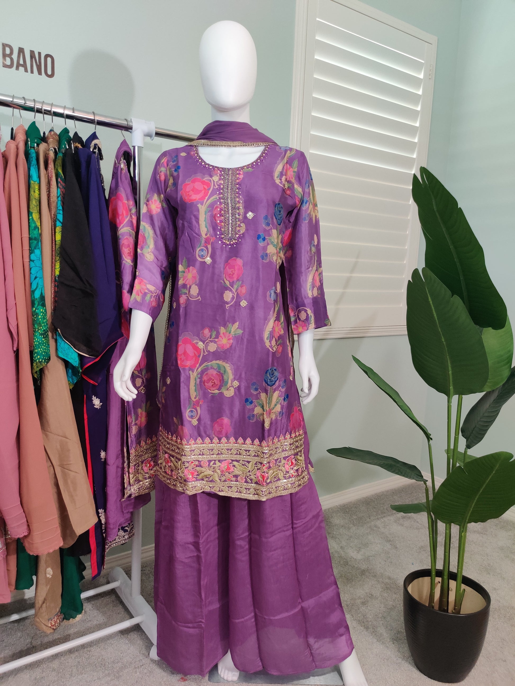 Festive Wear Stunning Purple Plazzo set