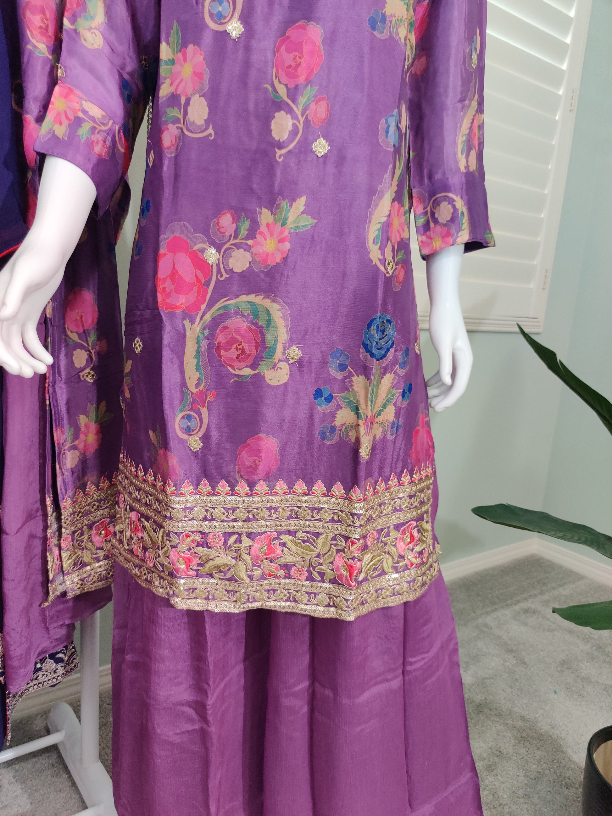 Festive Wear Stunning Purple Plazzo set