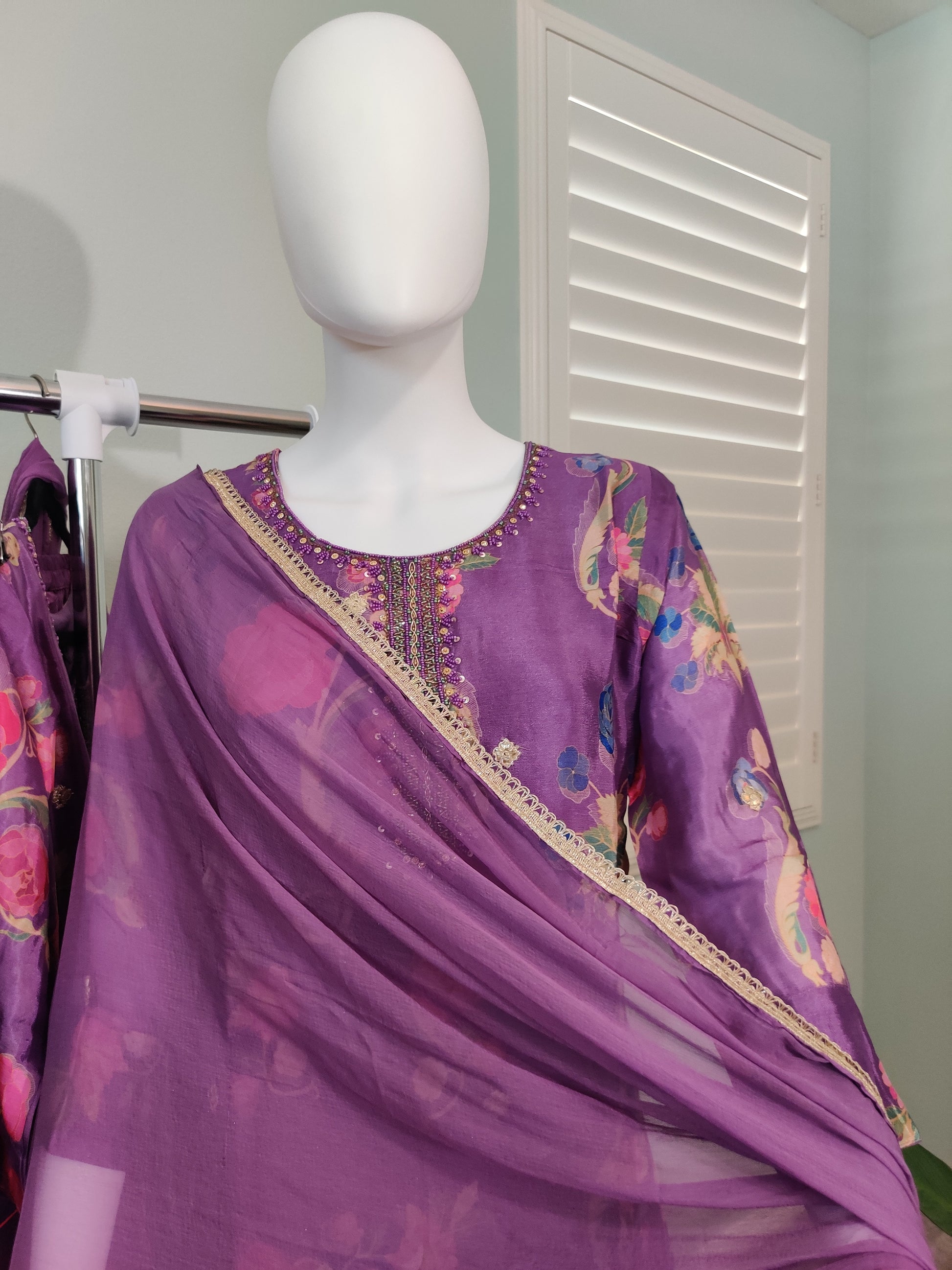 Festive Wear Stunning Purple Plazzo set