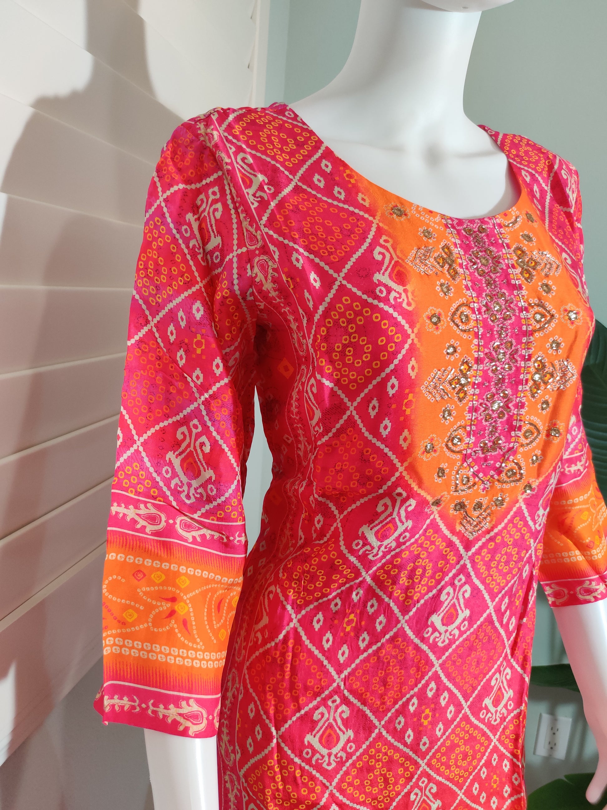 Pink Digital Bandani Print Kurta set