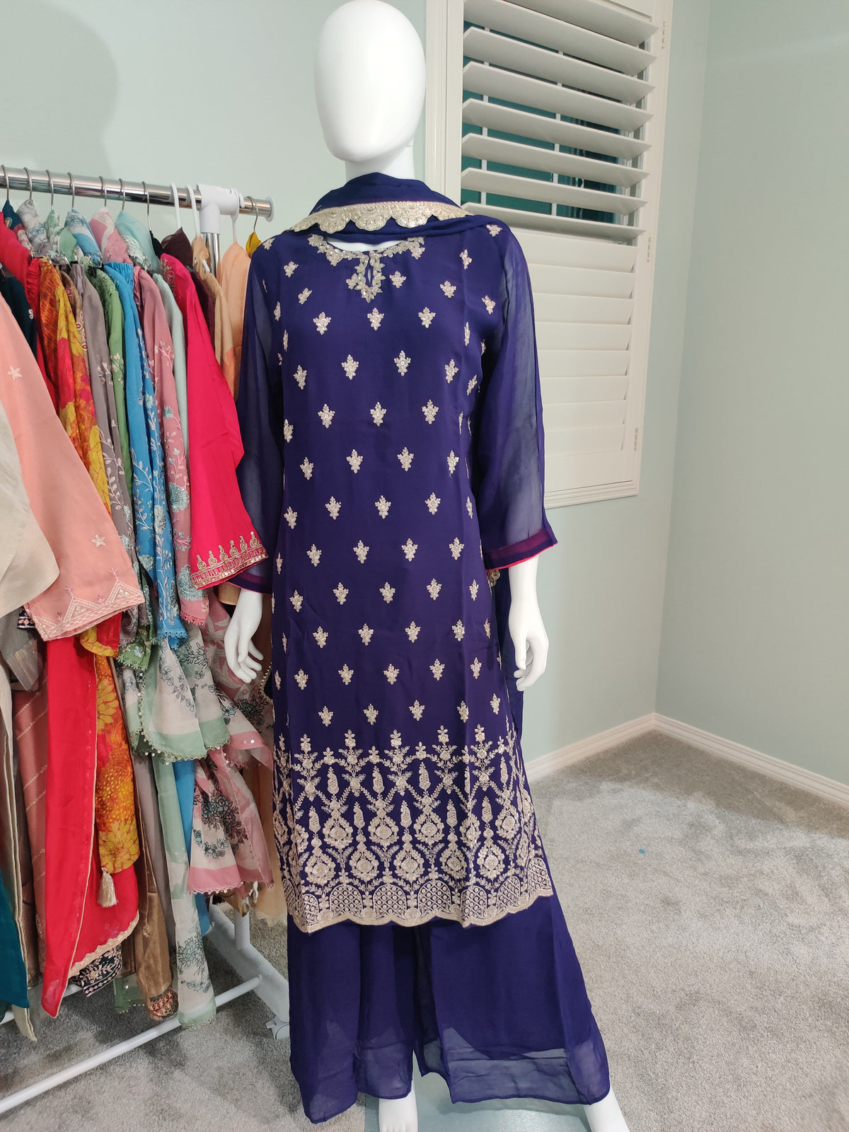Regal and Elegant Purple Pakistani Plazzo Suit