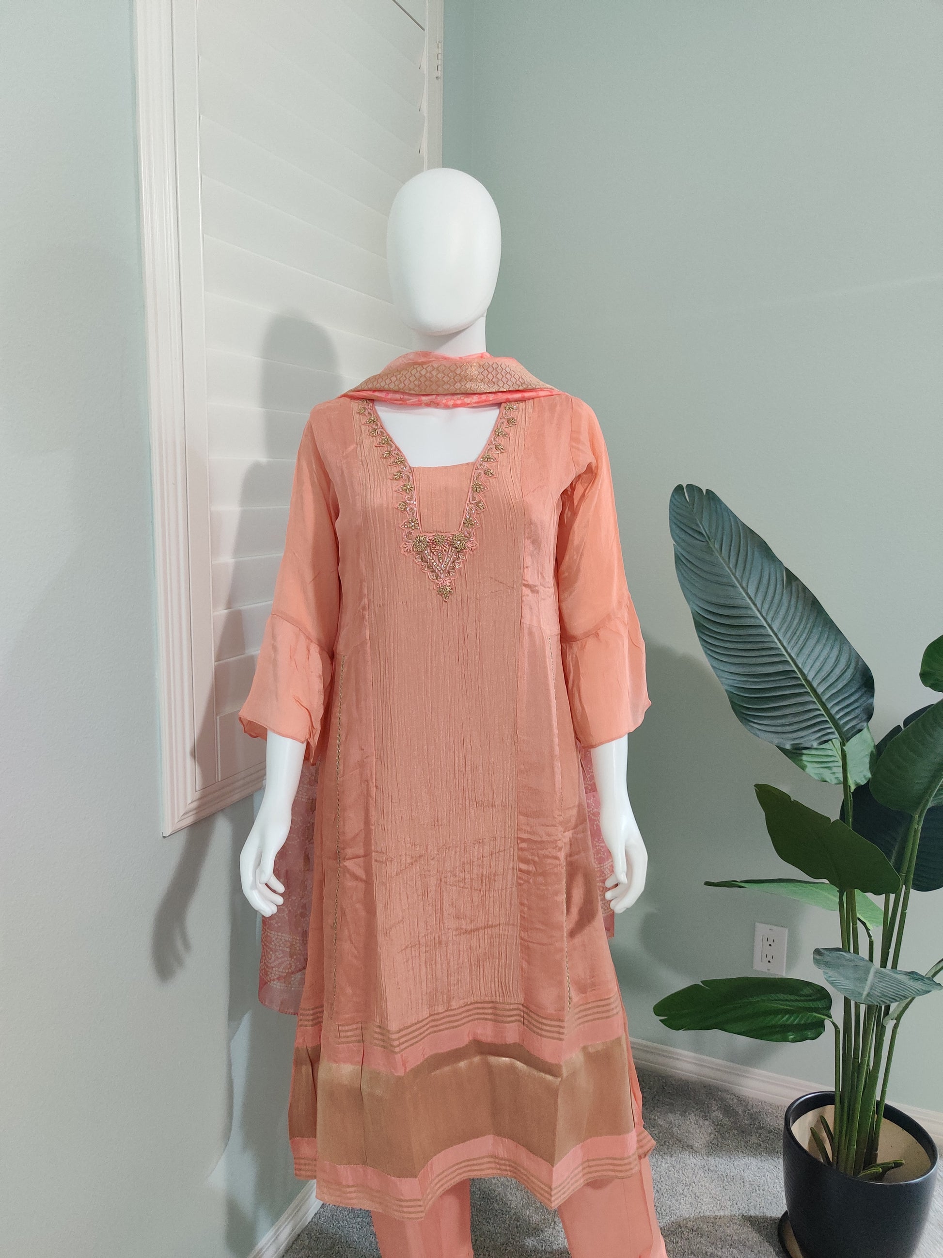 Coral Elegance A-Line Kurta Set