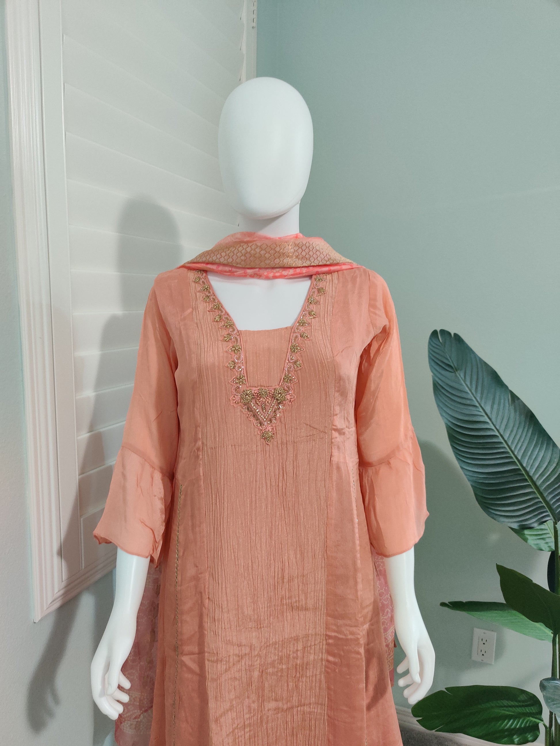 Coral Elegance A-Line Kurta Set