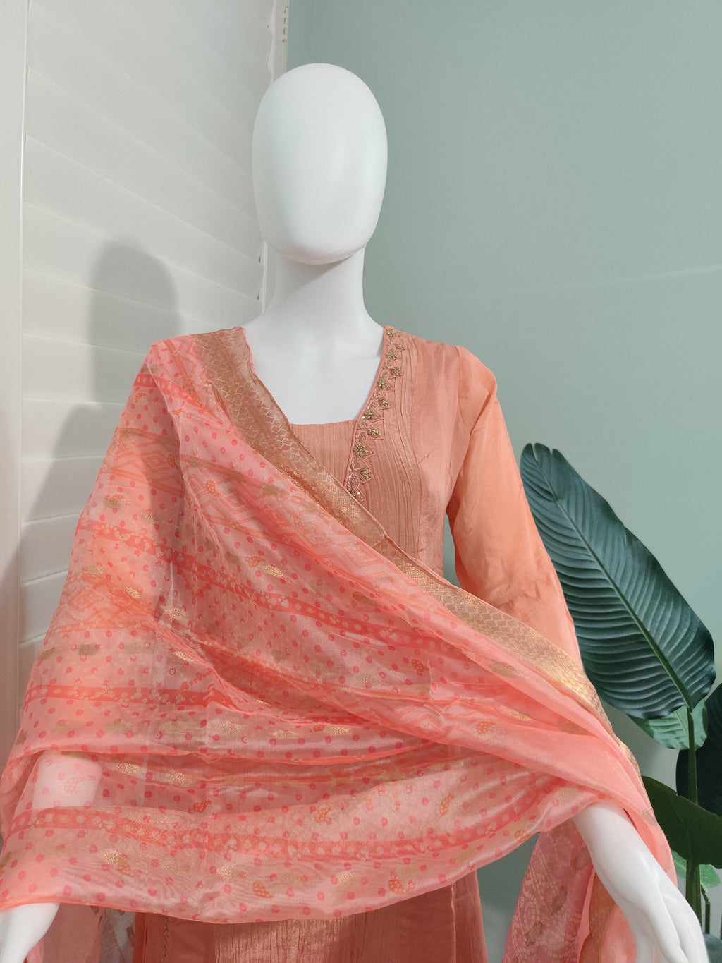 Coral Elegance A-Line Kurta Set