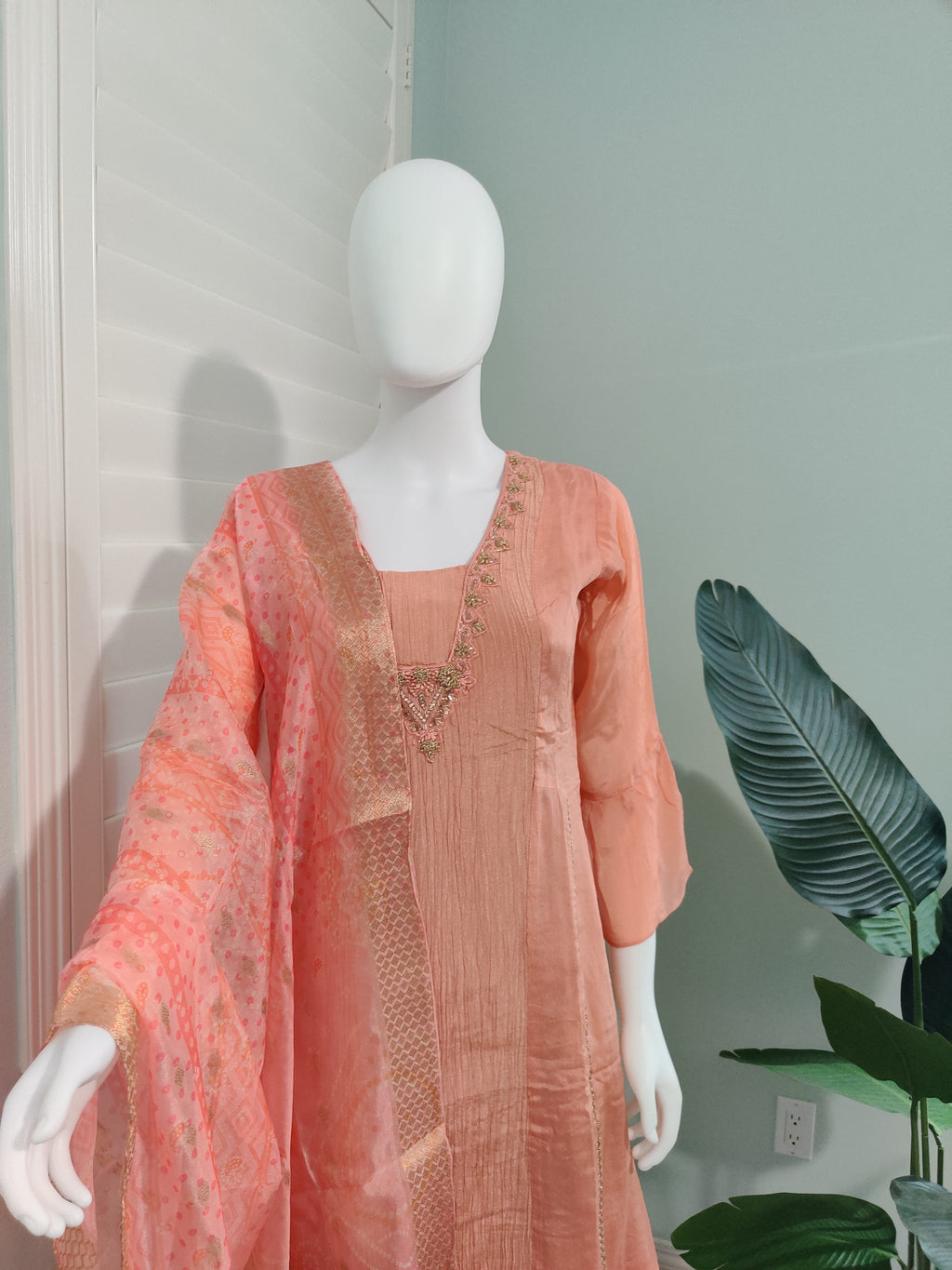 Coral Elegance A-Line Kurta Set