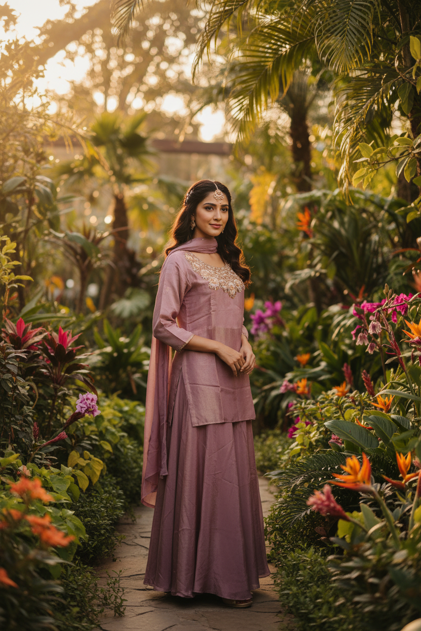 Tissue Shimmer Palazzo Suit – Regal Radiance in Every Thread