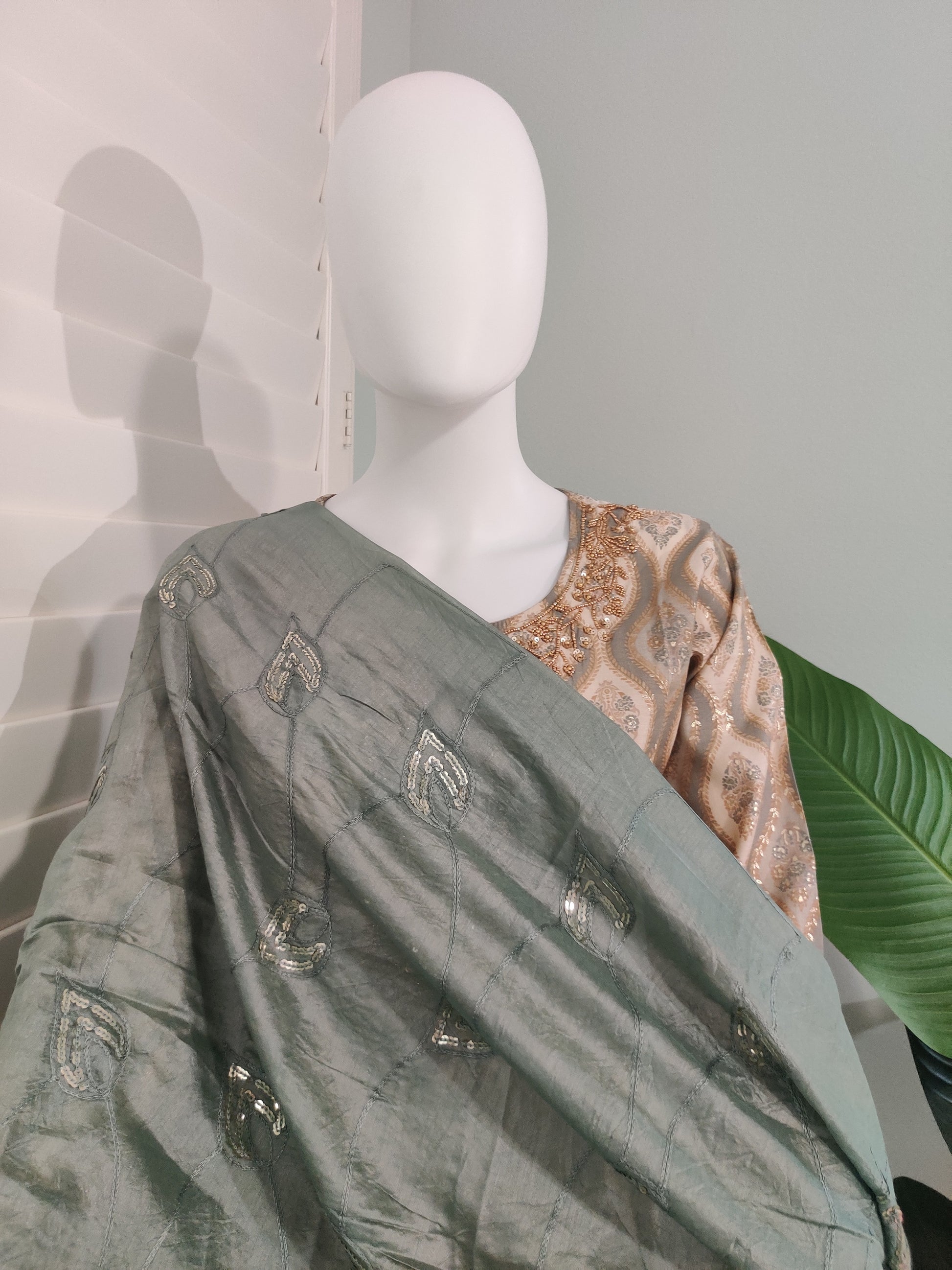 Sage Green Geometric Kurta Set