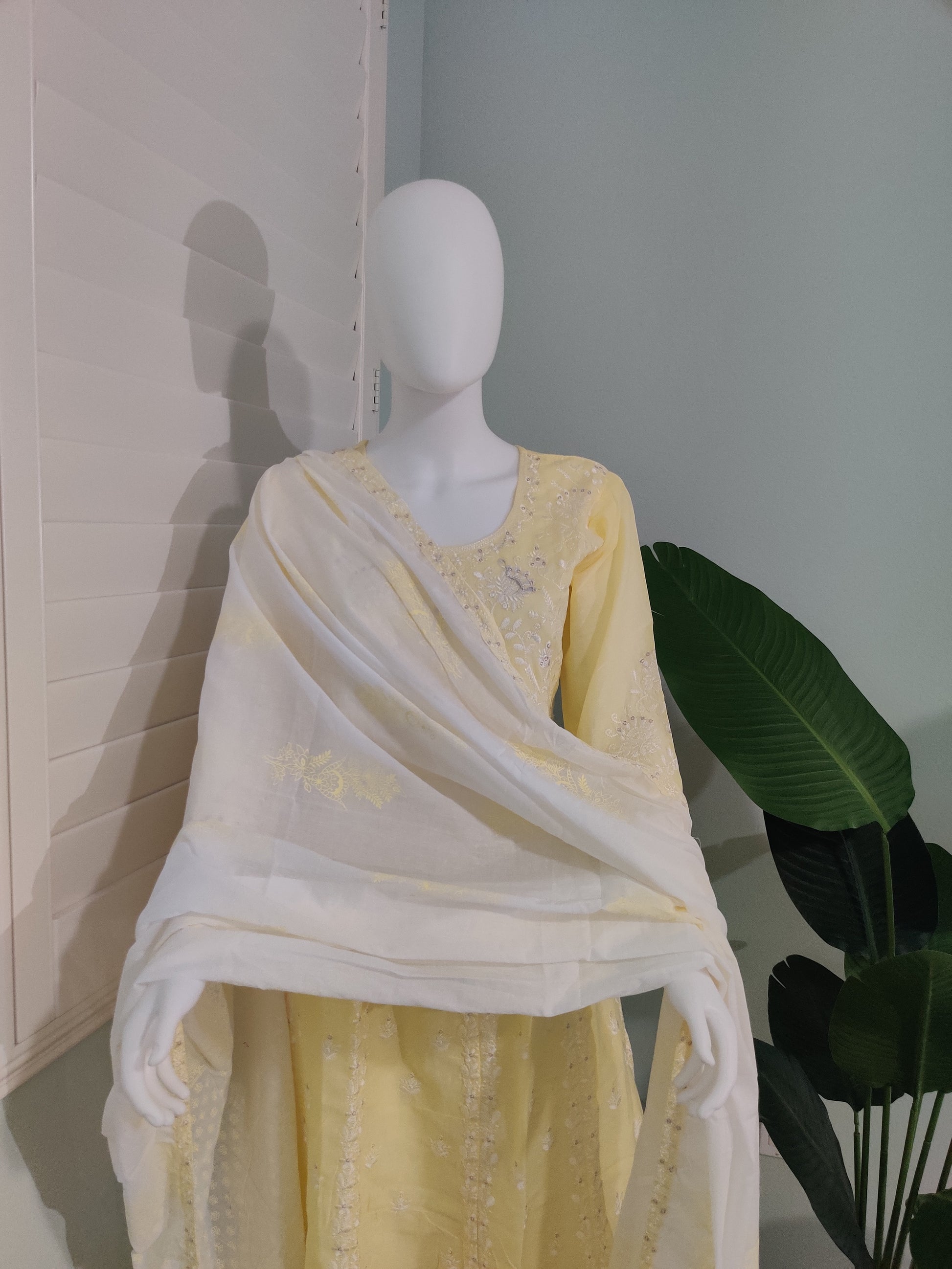 Lemon Sunshine Fully Embroidered Anarkali Kurta Set