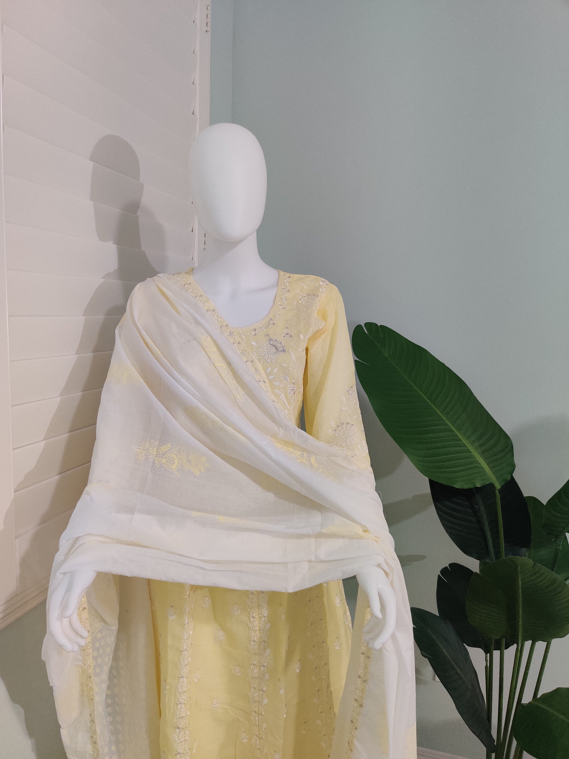 Lemon Sunshine Fully Embroidered Anarkali Kurta Set