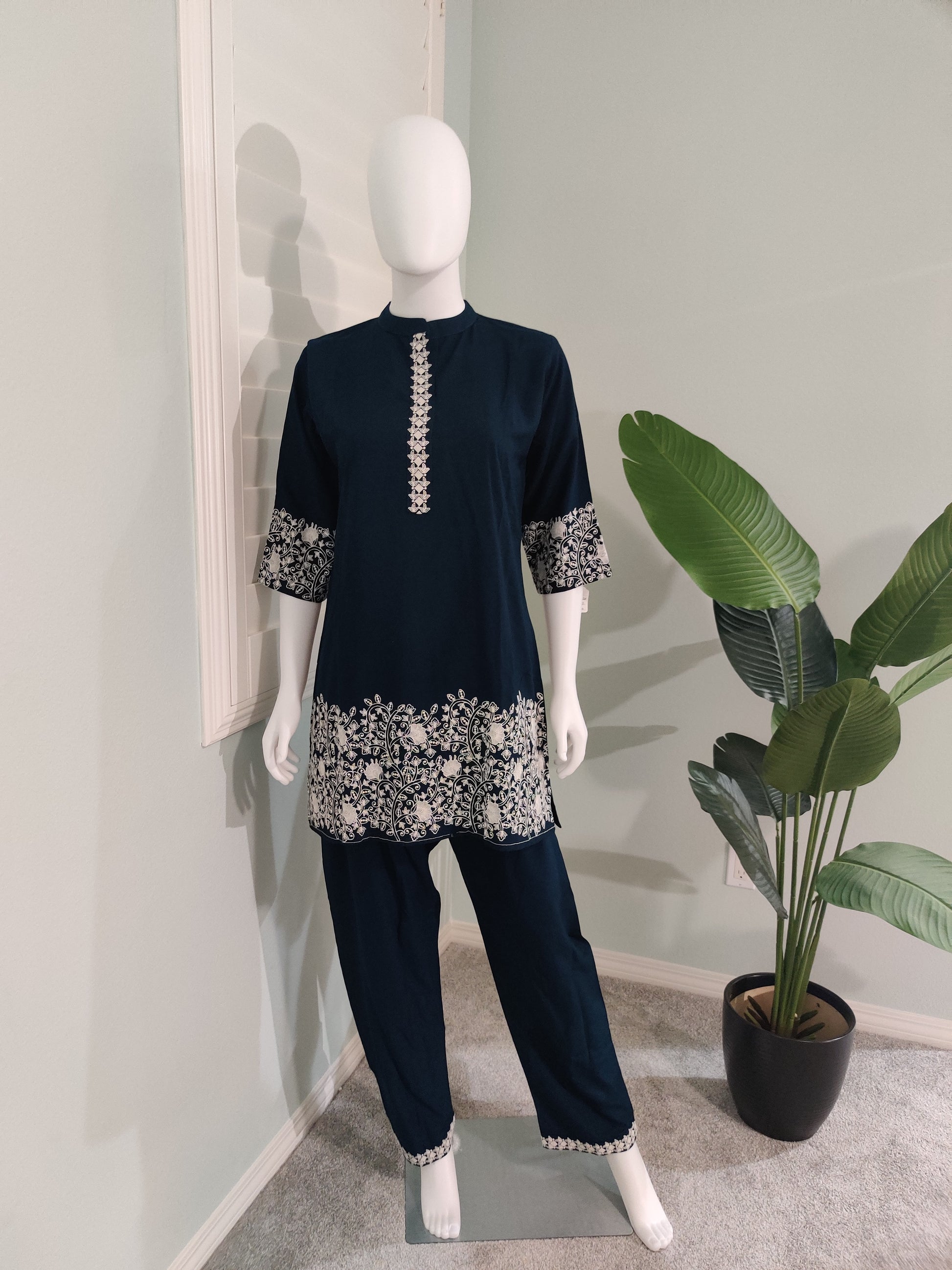 Midnight Indigo Embroidered Co-ord Set