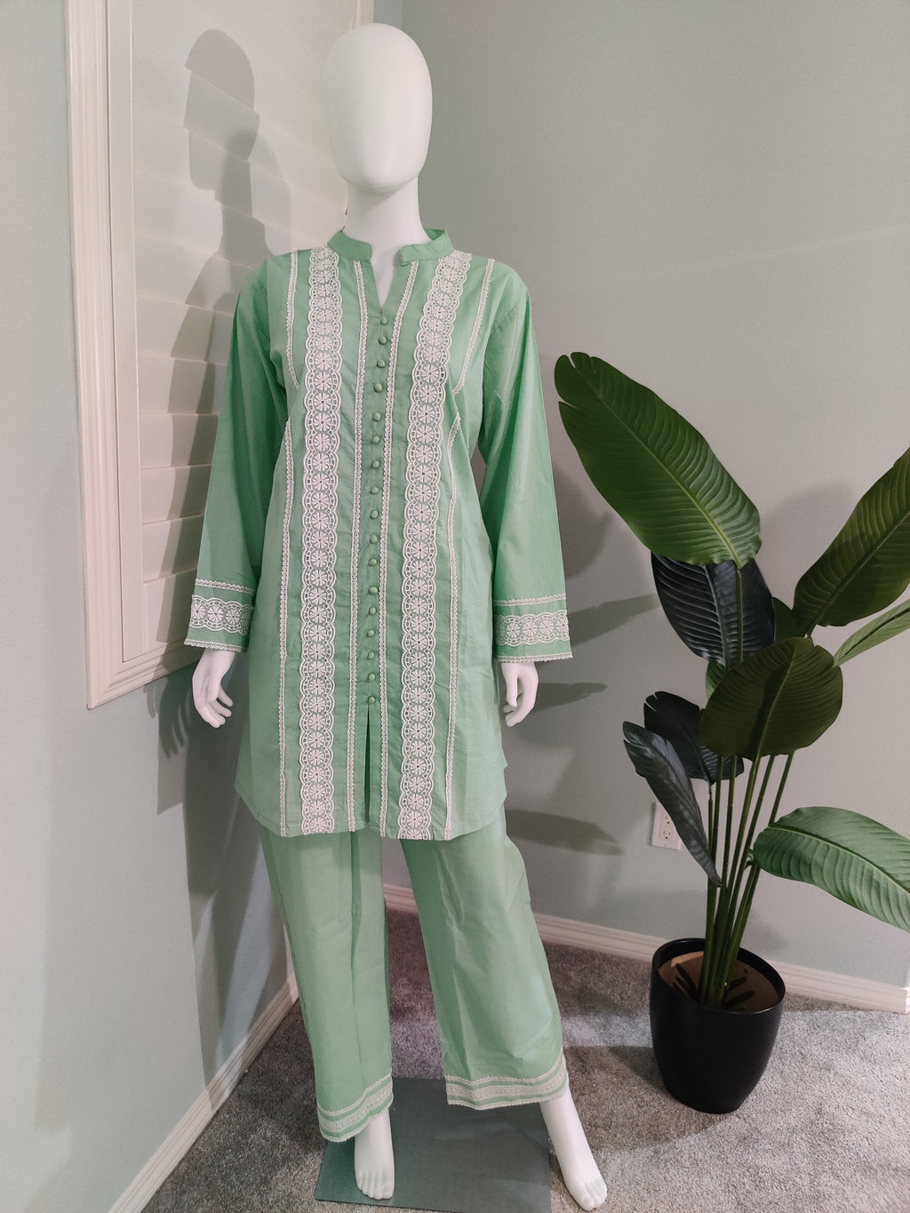Pistachio Mist Embroidered Co-ord Set