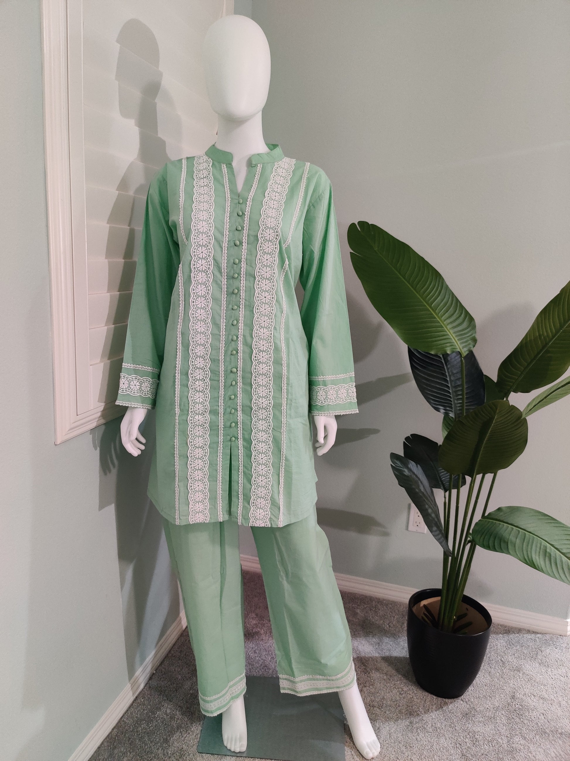 Pistachio Mist Embroidered Co-ord Set