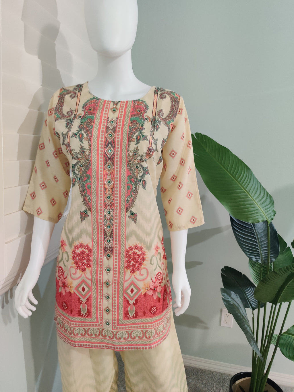 Cream & Crimson Garden Co-ord Set