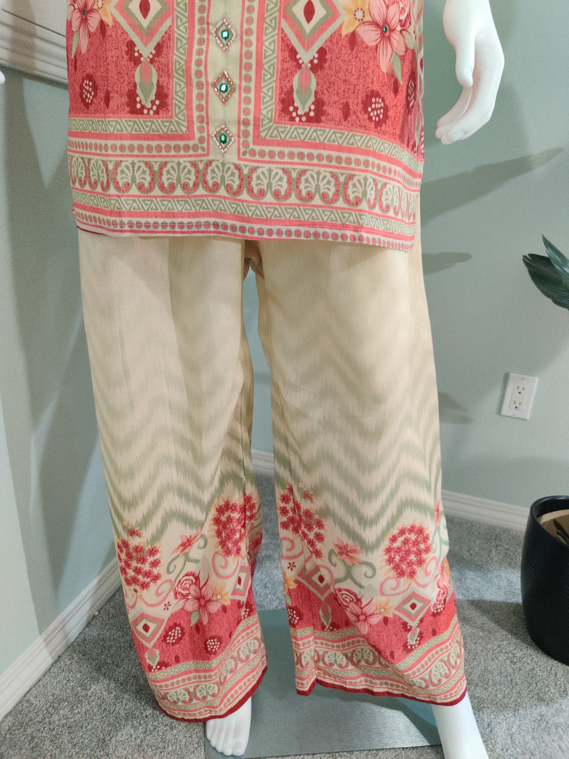 Cream & Crimson Garden Co-ord Set